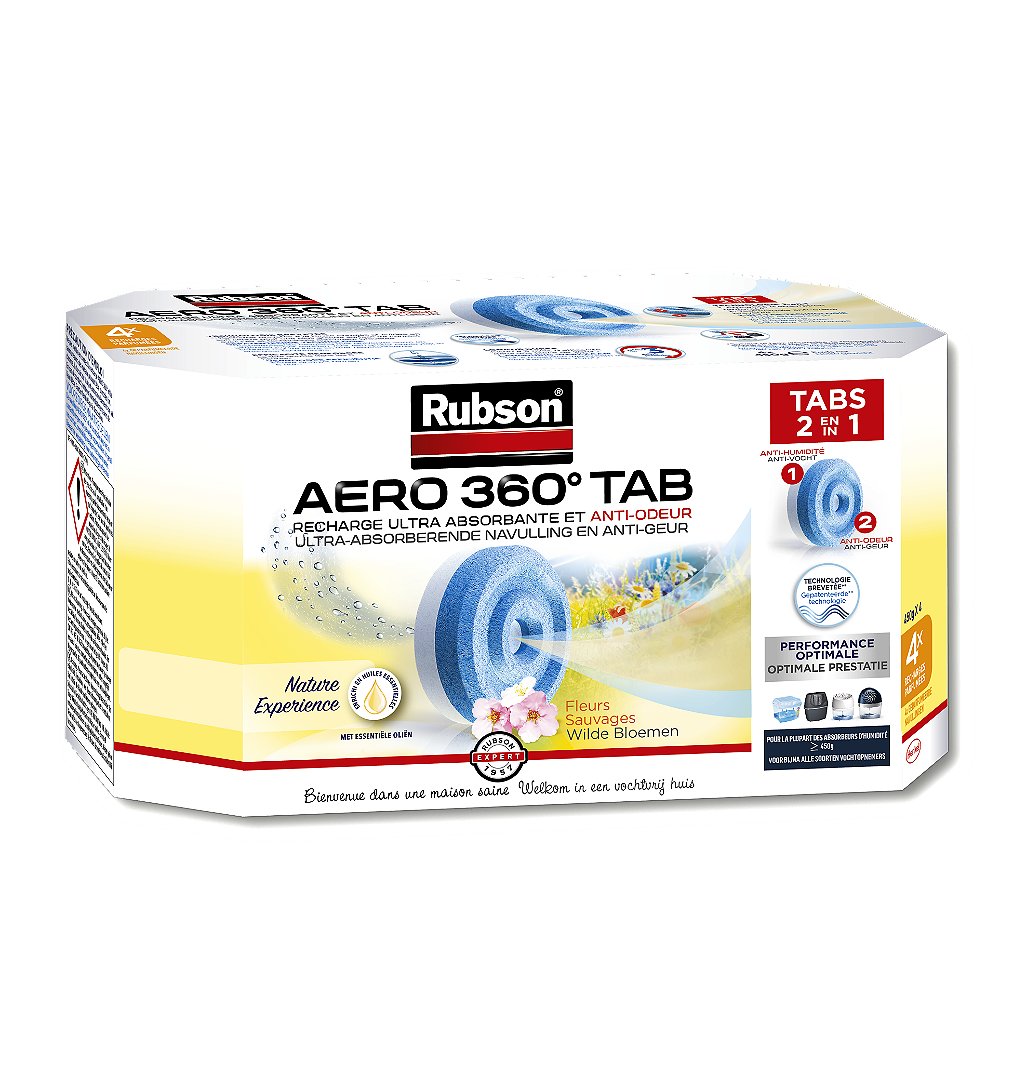 Recharge Aero 360 Absorbeur D'humidité Nature Experience Source De Fraîcheur Rubson Le Lot De 4 Recharges