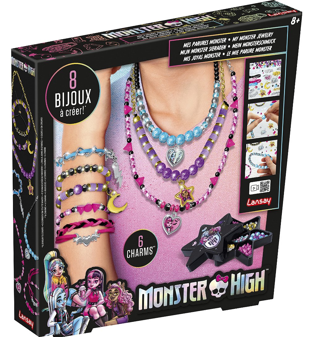 Lansay MONSTER HIGH Kit Création Bijoux Fabrication de Bijoux pour Enfants dès 8 Bijoux À Créer avec Perles & Charms Idée Cadeau Loisirs Créatifs