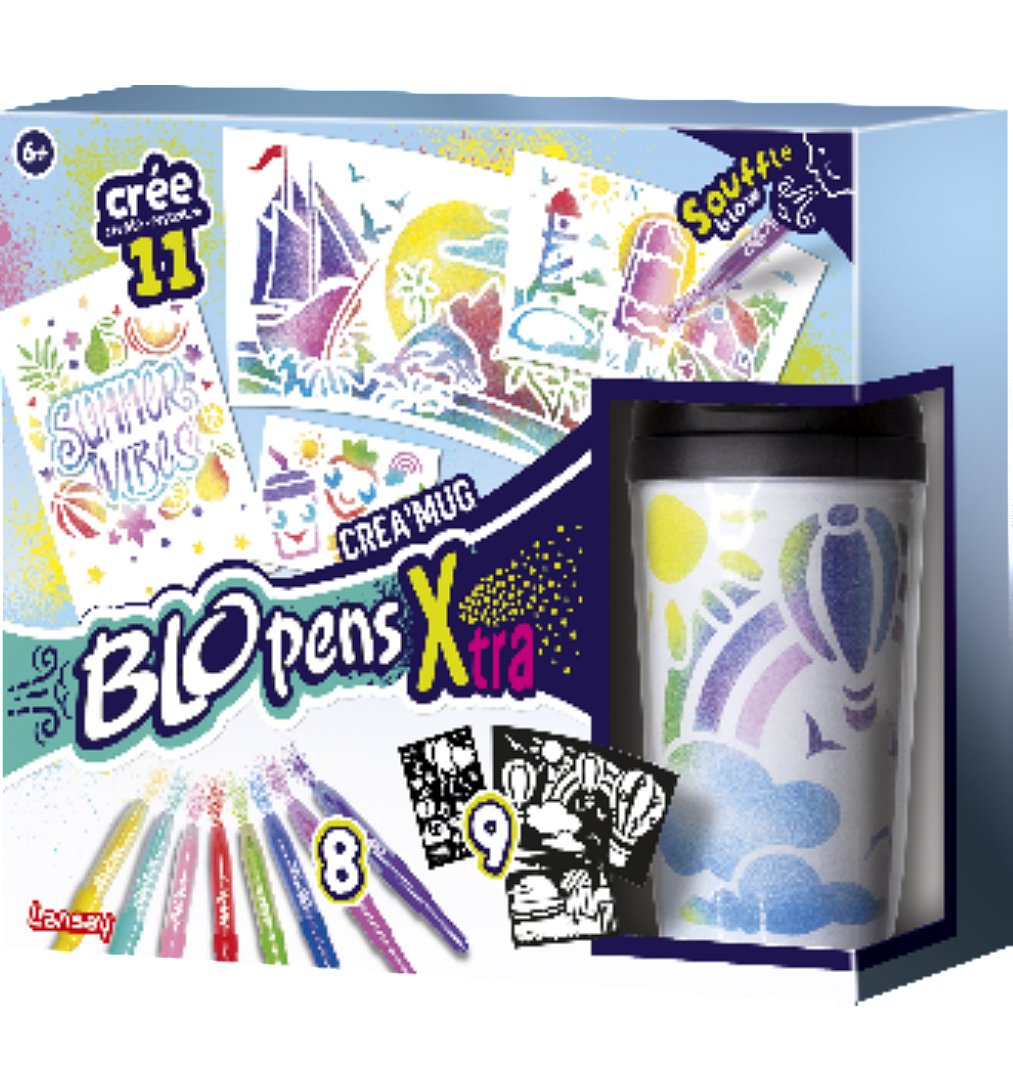 Lansay BLOPENS X TRA Crea'Mug Kit Personnalisation Mug avec Tasse Pour Enfants Dès 8 Feutres à Soufller Blopens Effet Aérographe + 9 Pochoirs Réutilisables + 11 Feuilles Dessins - vue 6