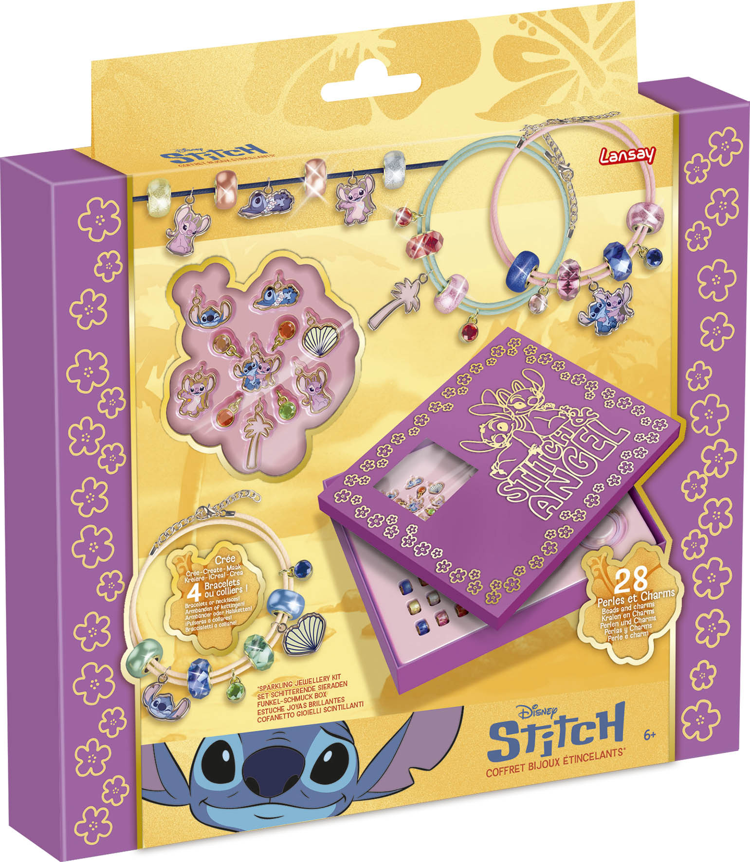 LANSAY | Disney Stitch – Coffret Bijoux ÉTINCELANTS | Kit Créatif Enfants avec Perles Brillantes Charms Stitch & Angel et 4 Colliers à Personnaliser | Activité DIY et Cadeau Bijoux Dès - vue 4
