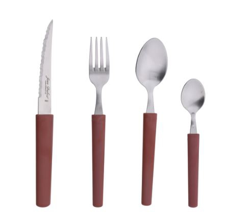 Ménagère 16 pièces Jean Dubost Line Terracotta en acier inox et biomatière végétale