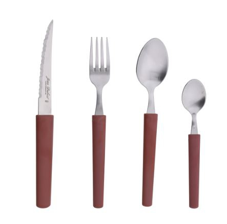 Ménagère 16 pièces Jean Dubost Line Terracotta en acier inox et biomatière végétale