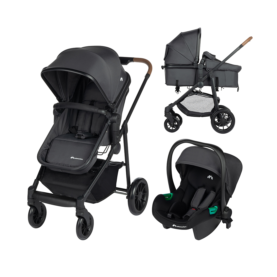 Poussette trio 1er âge avec siège 2 en 1 - Réversible et inclinable Haze Bébé Confort mineral graphite