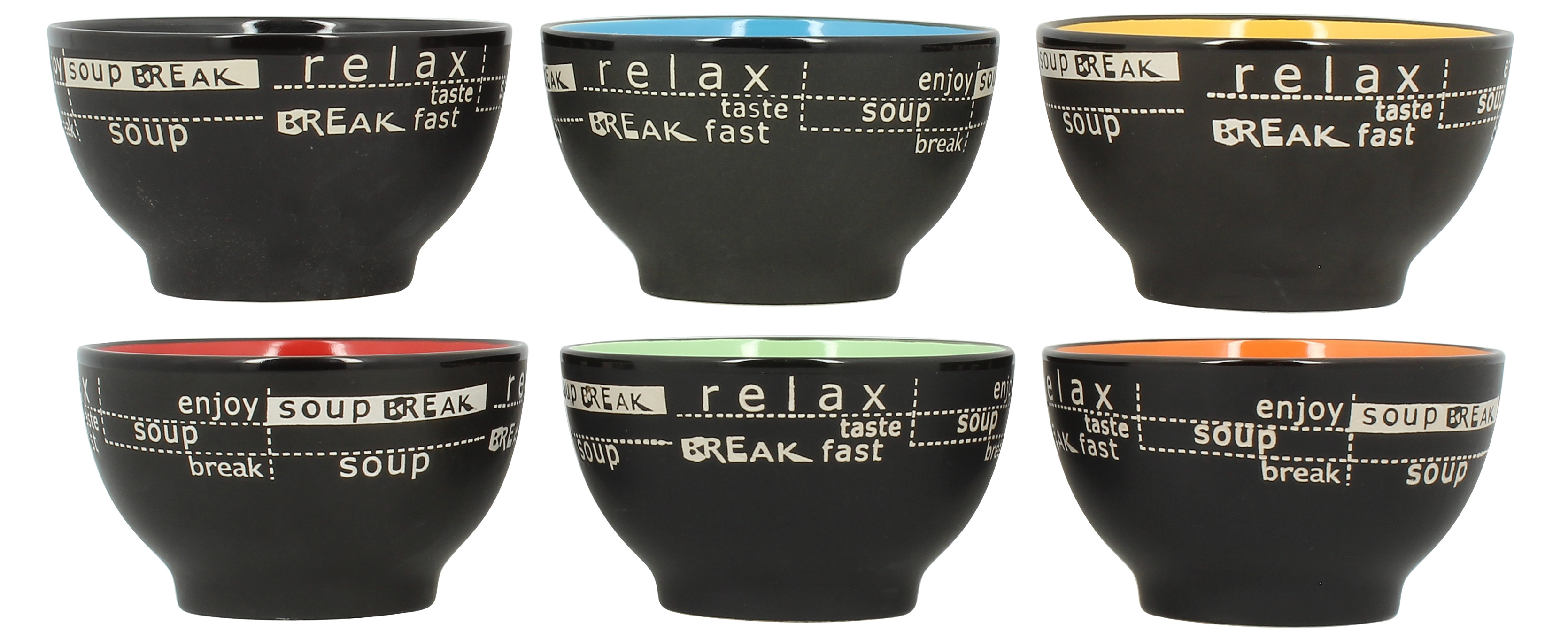 Lot De 6 Bols Ronds "Côtelé" 42cl Vert