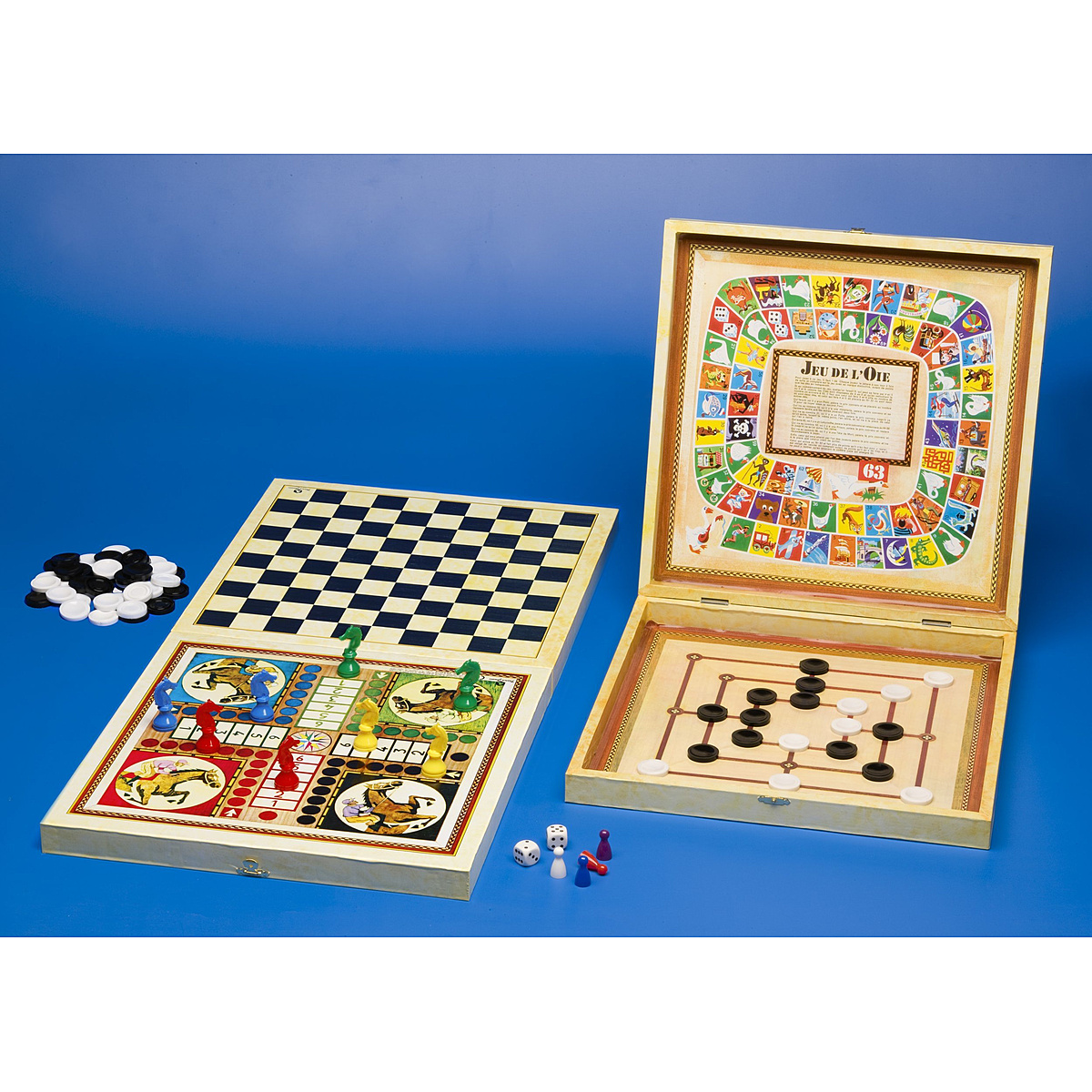 Dujardin – Coffret 8 jeux – Jeux de société – Jeu plateau – Retrouvez 8 jeux culte en 1 coffret – A jouer seul ou entre Amis – Jeux classiques – 2 à 4 joueurs – Dès - vue 5