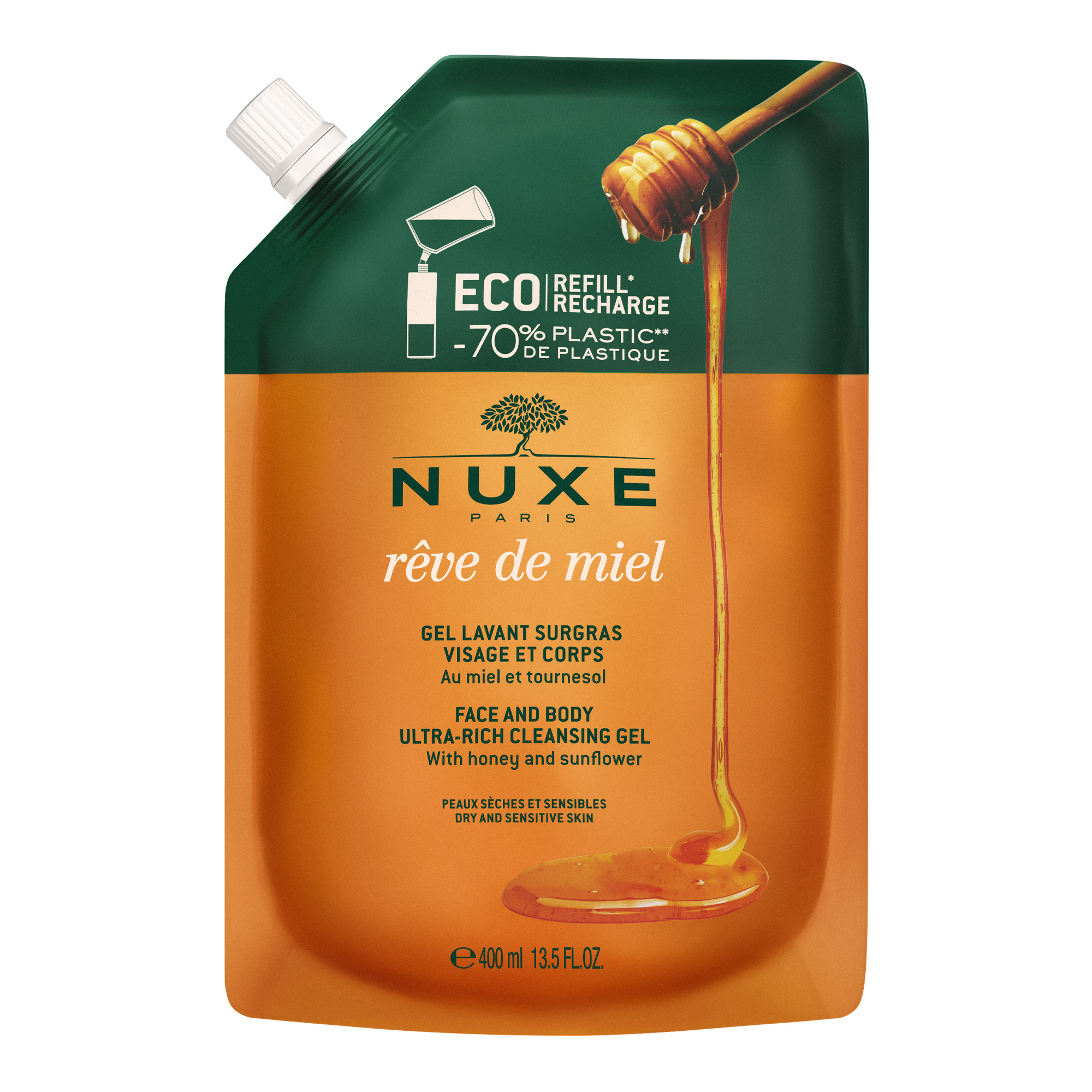 Nuxe Rêve de Miel Eco Recharge Gel Lavant Surgras 400ml - vue 4