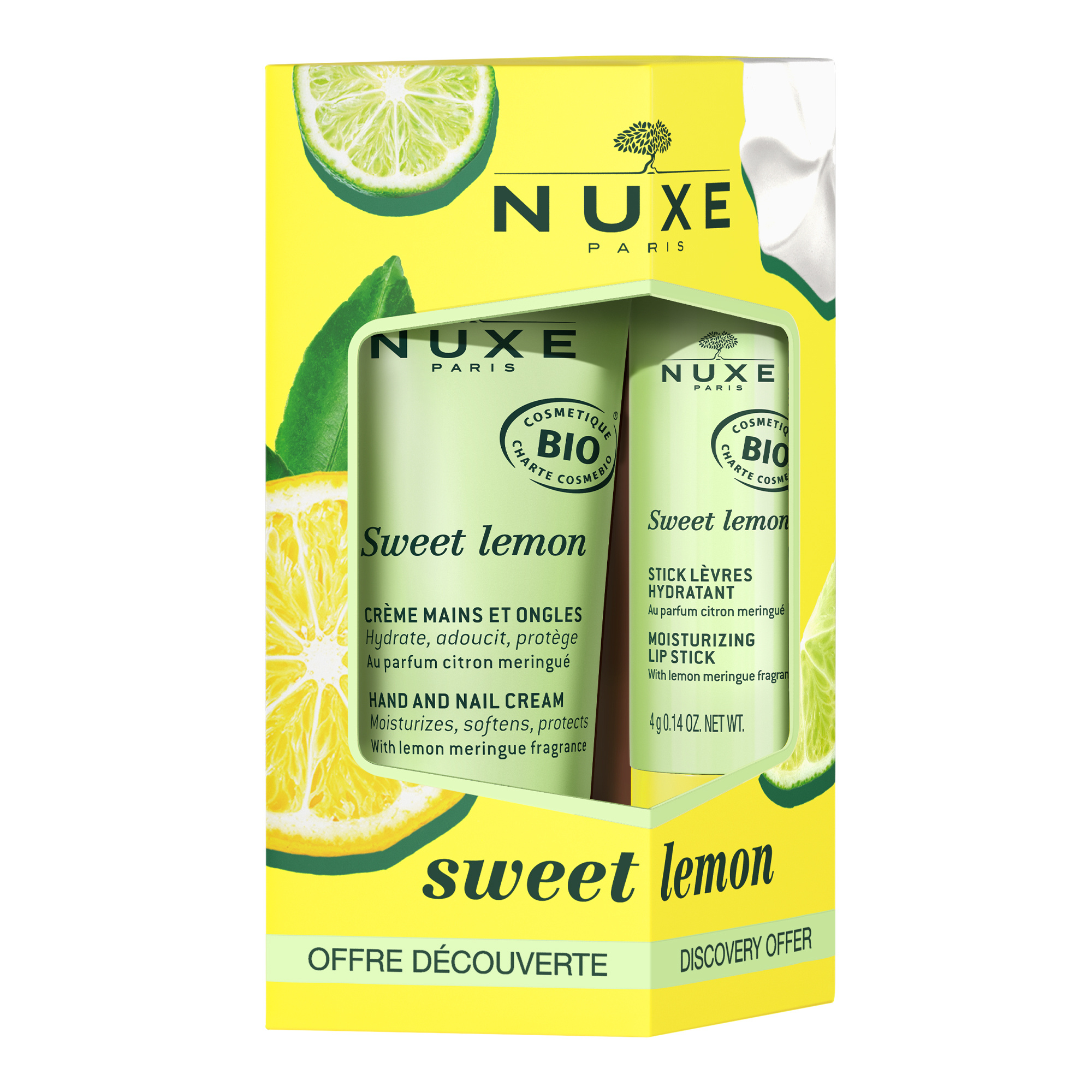 Nuxe Sweet Lemon Kit Stick Lèvres Bio 4G + Crème Mains et Ongles Bio 30ml - vue 2