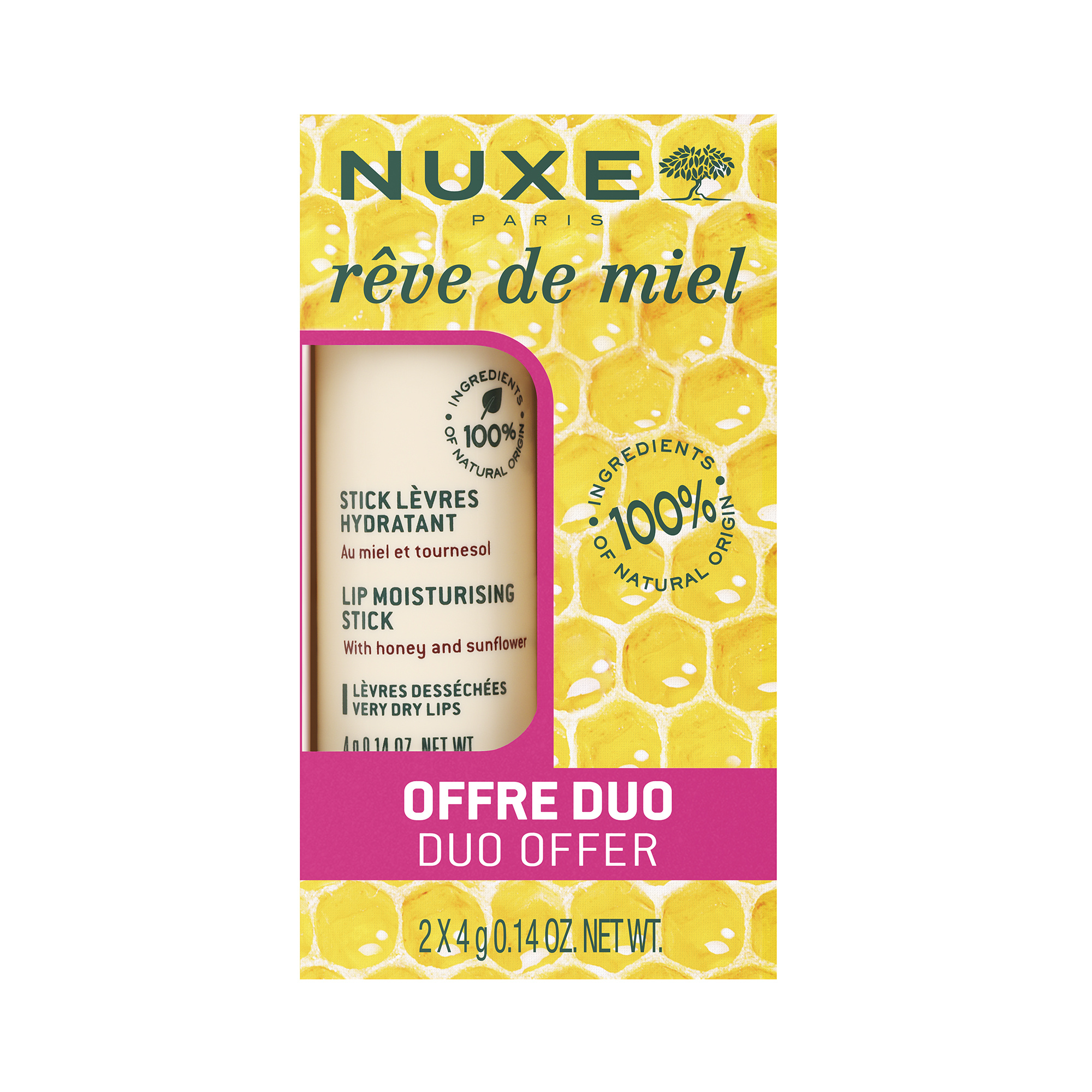Nuxe Rêve de Miel Stick lèvres 2x4g