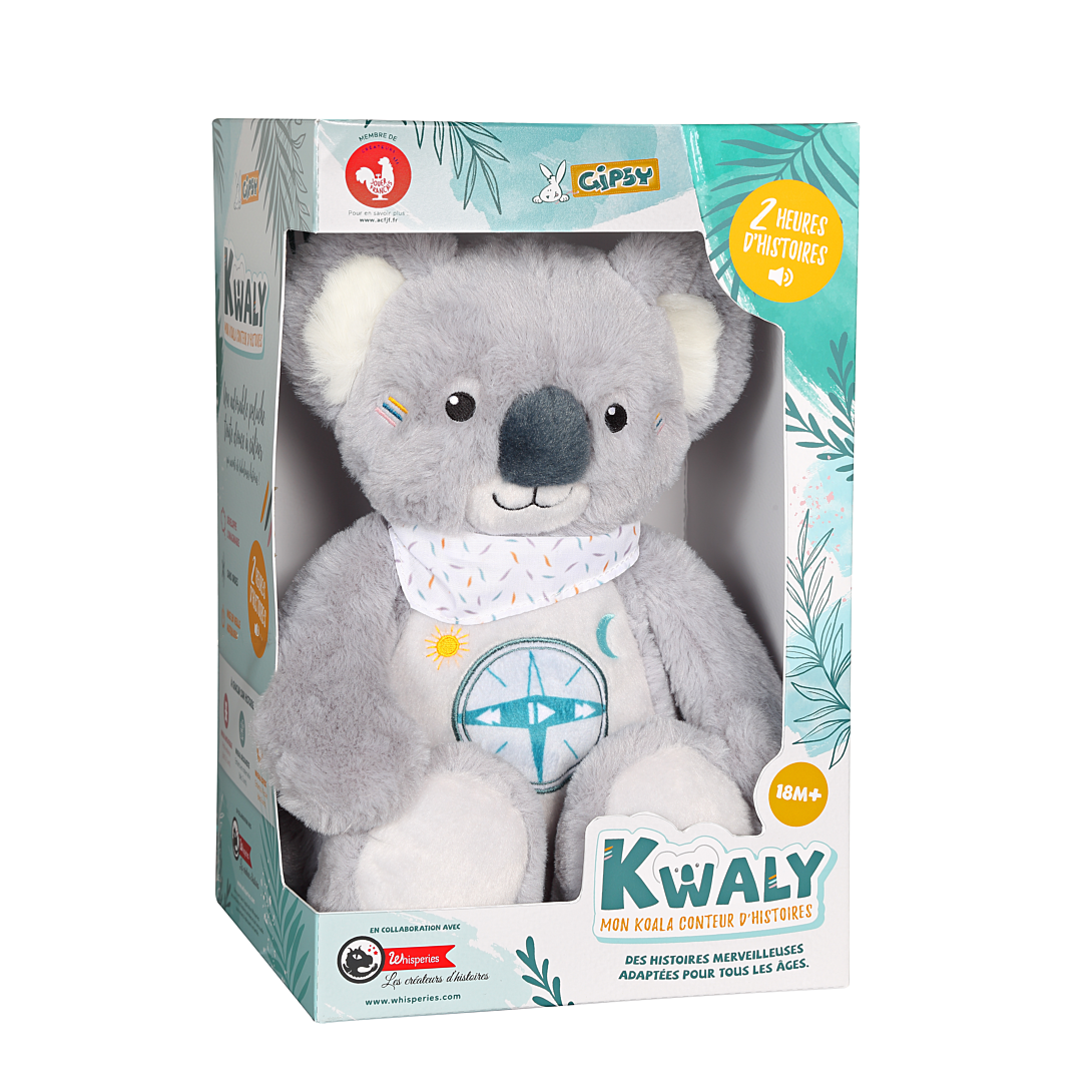 Gipsy Toys KWALY- Koala conteur d’Histoires - Peluche Qui Parle Interactive -Version française - 2 Heures de Contes Merveilleux