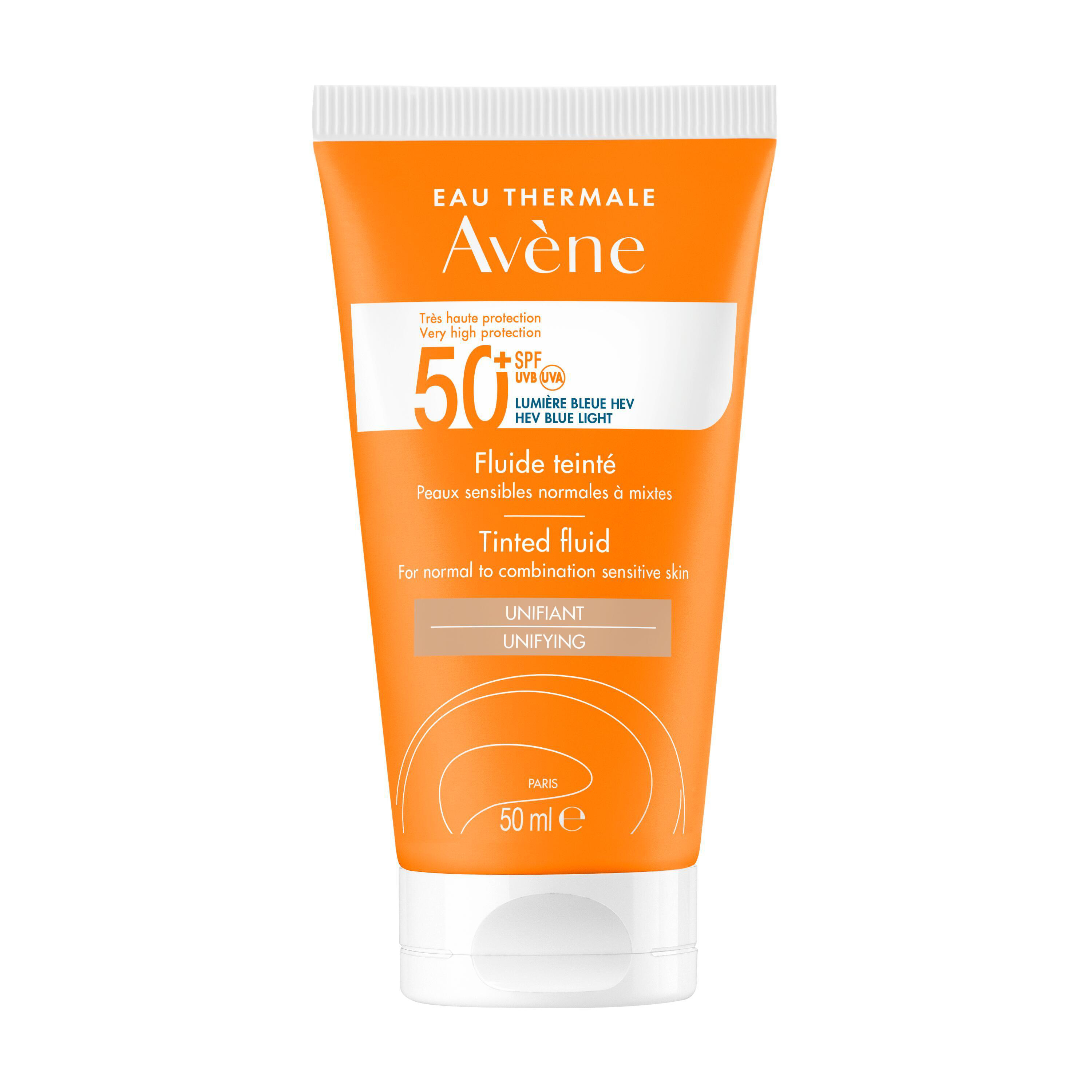 Crème Solaire Unifiant Très Haute Protection 50+ Fluide Teinté Pour Peaux Sensibles Normales À Mixtes Eau Thermale Avene Le Tube De 50ml - vue 2