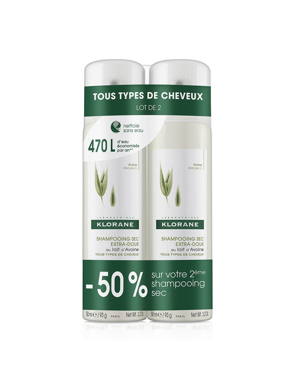 Shampooing Sec À 'avoine & Céramide Klorane Le Lot De 2 Sprays De 150ml - vue 2
