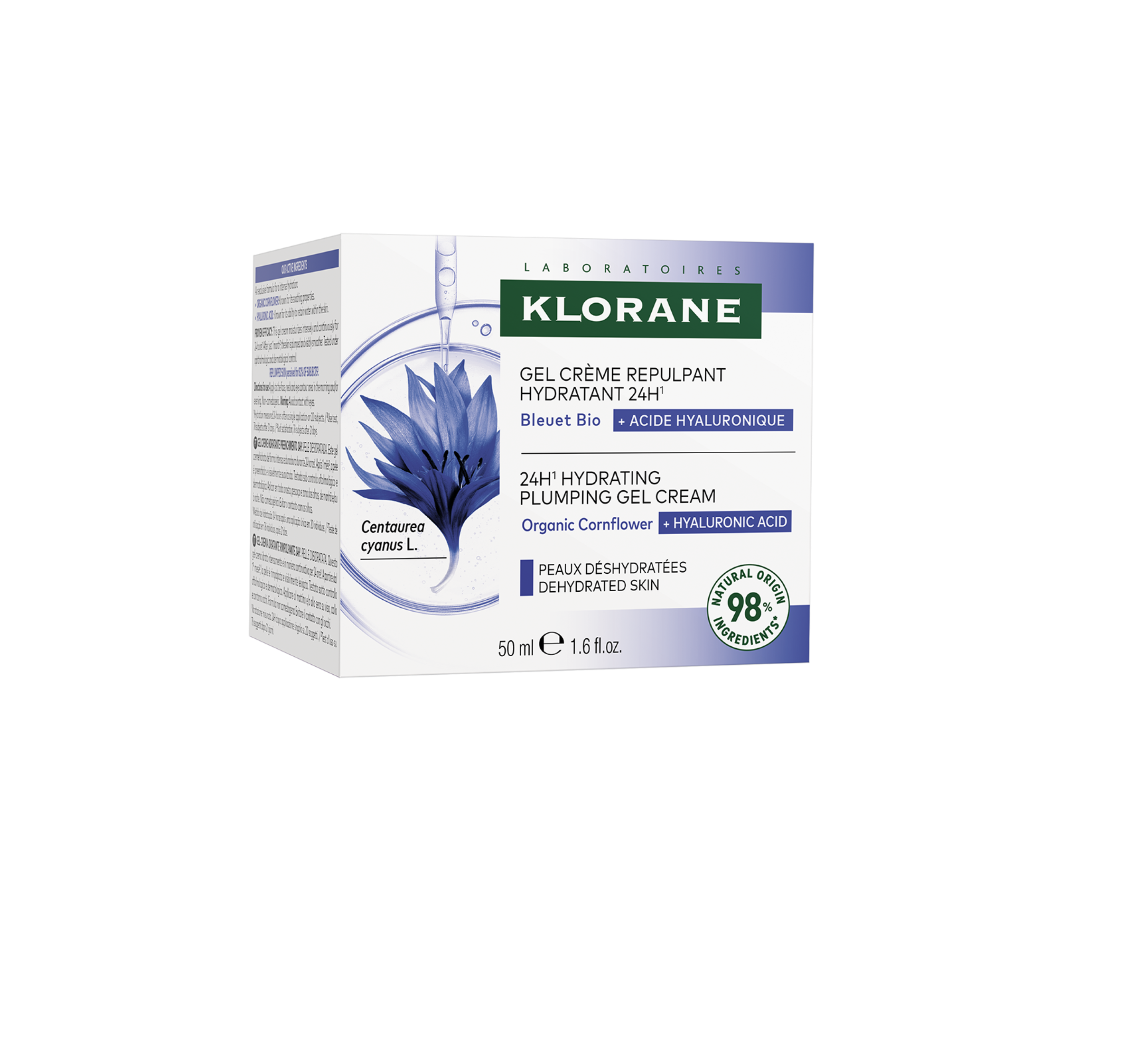 Soin Du Visage Gel Crème Repulpant Hydratant 24h À La Bleuet Bio Et Acide Hyaluronique Klorane Le Pot De 50ml - vue 1