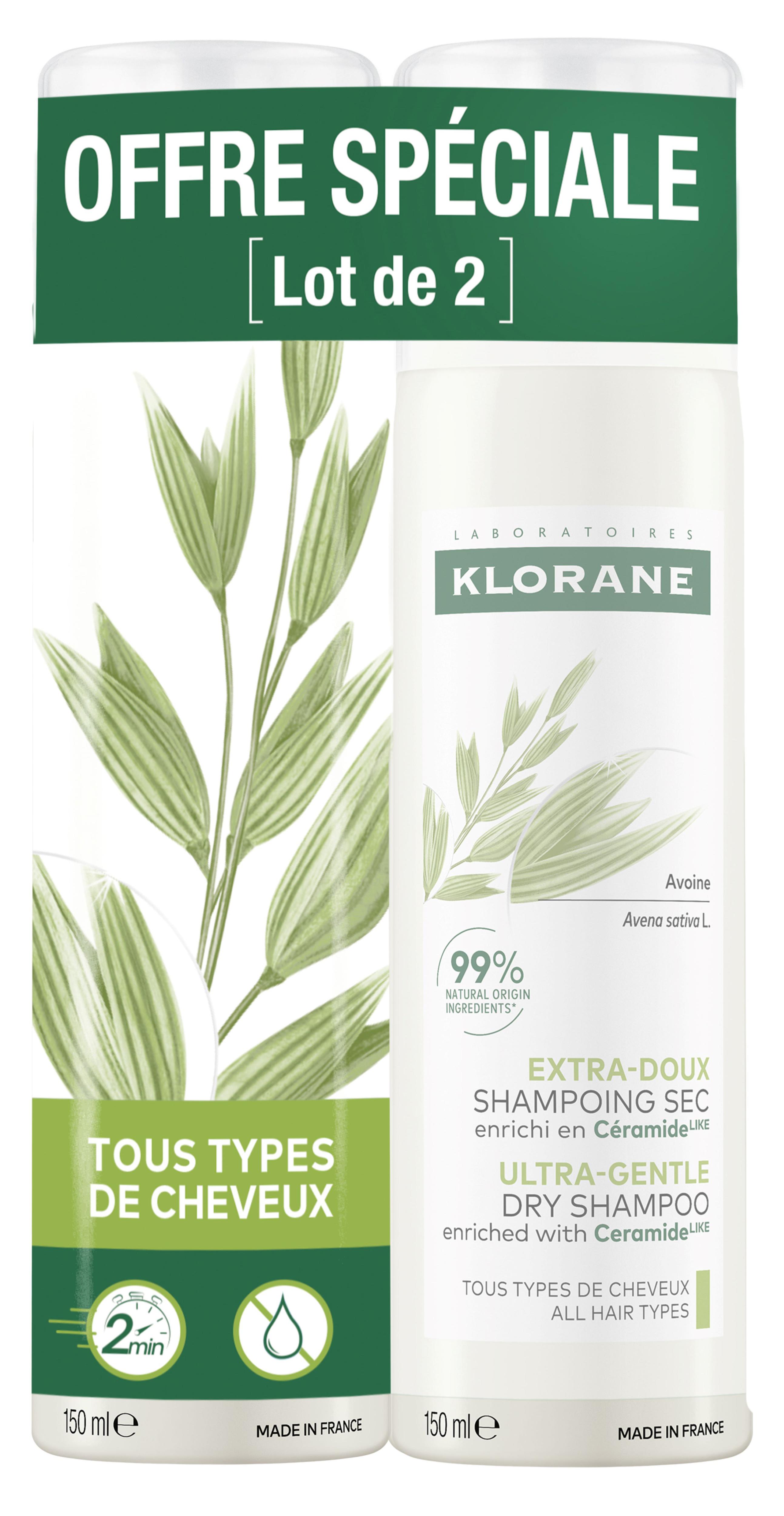 Klorane Duo shampoing sec Avoine 2x150ml OFFRE SPECIALE
