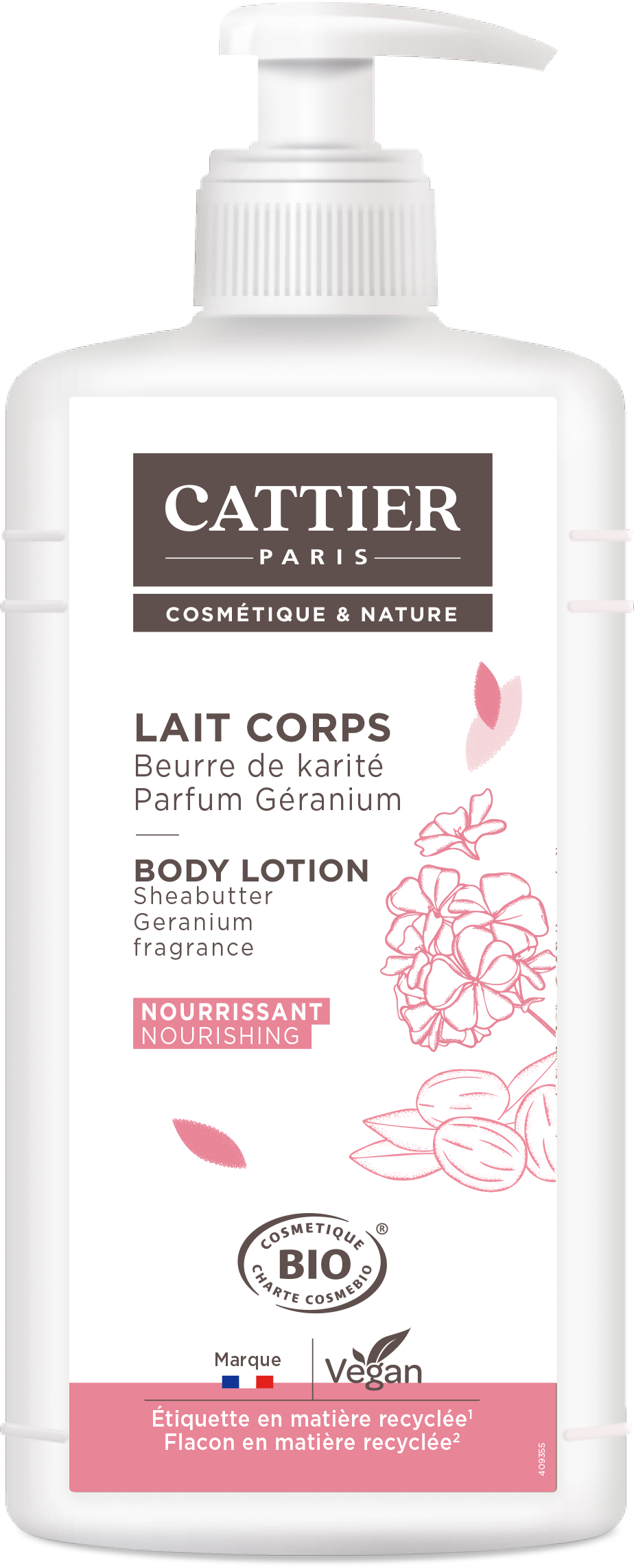 Cattier lait corps hydratant beurre de karité et géranium bio 500ml - vue 2