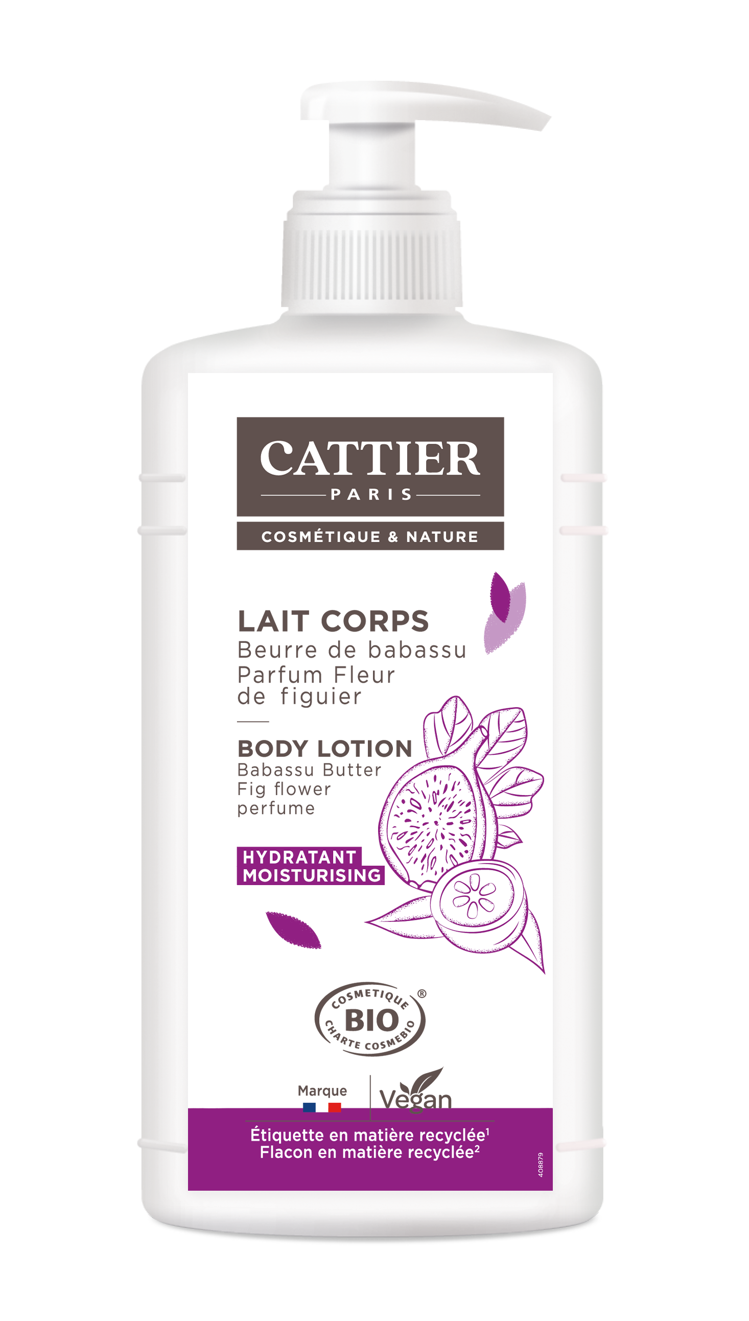 Lait Corps Hydratant Beure De Babassu À La Fleur De Figuier Cattier Le Flacon De 500ml - vue 2