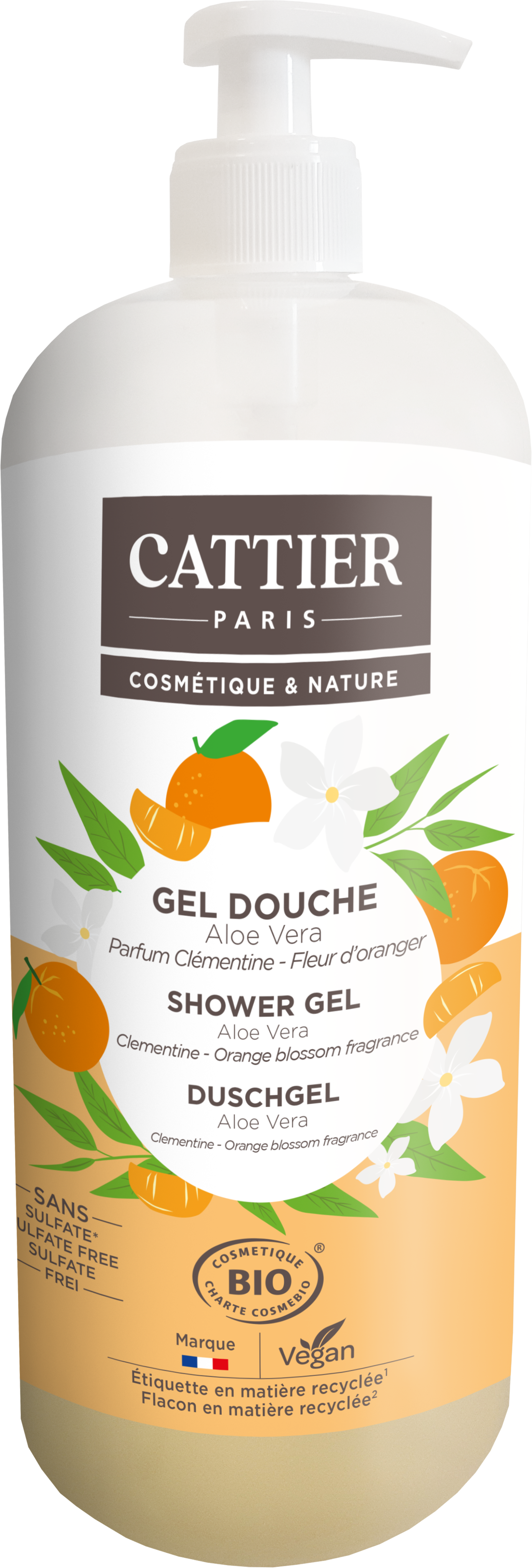 Gel Douche À La Clémentine Et Fleur D'oranger Cattier Le Flacon De - vue 2