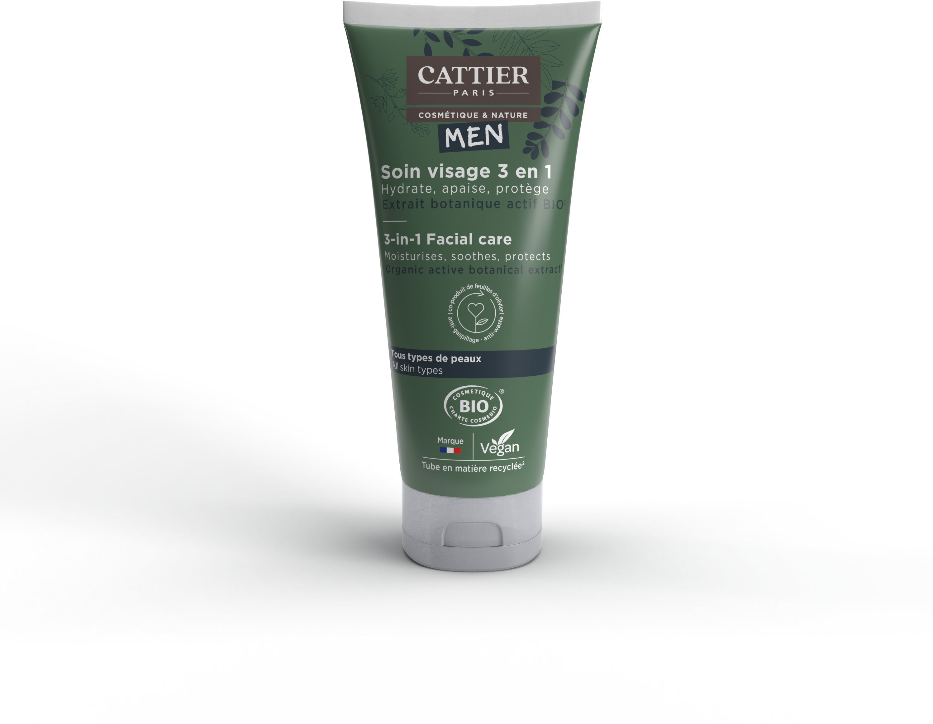 Cattier men soin visage 3en1 bio vegan 50ml - vue 2