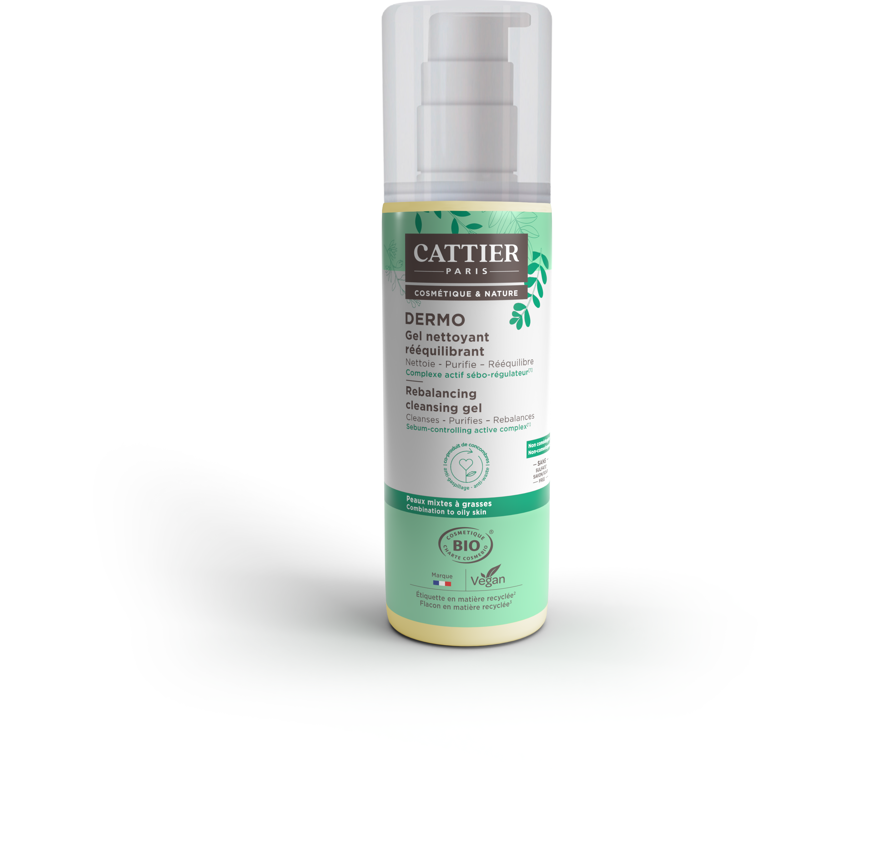 Cattier Dermo Gel nettoyant rééquilibrant Px mixtes à grasses 200ml Bio - vue 1