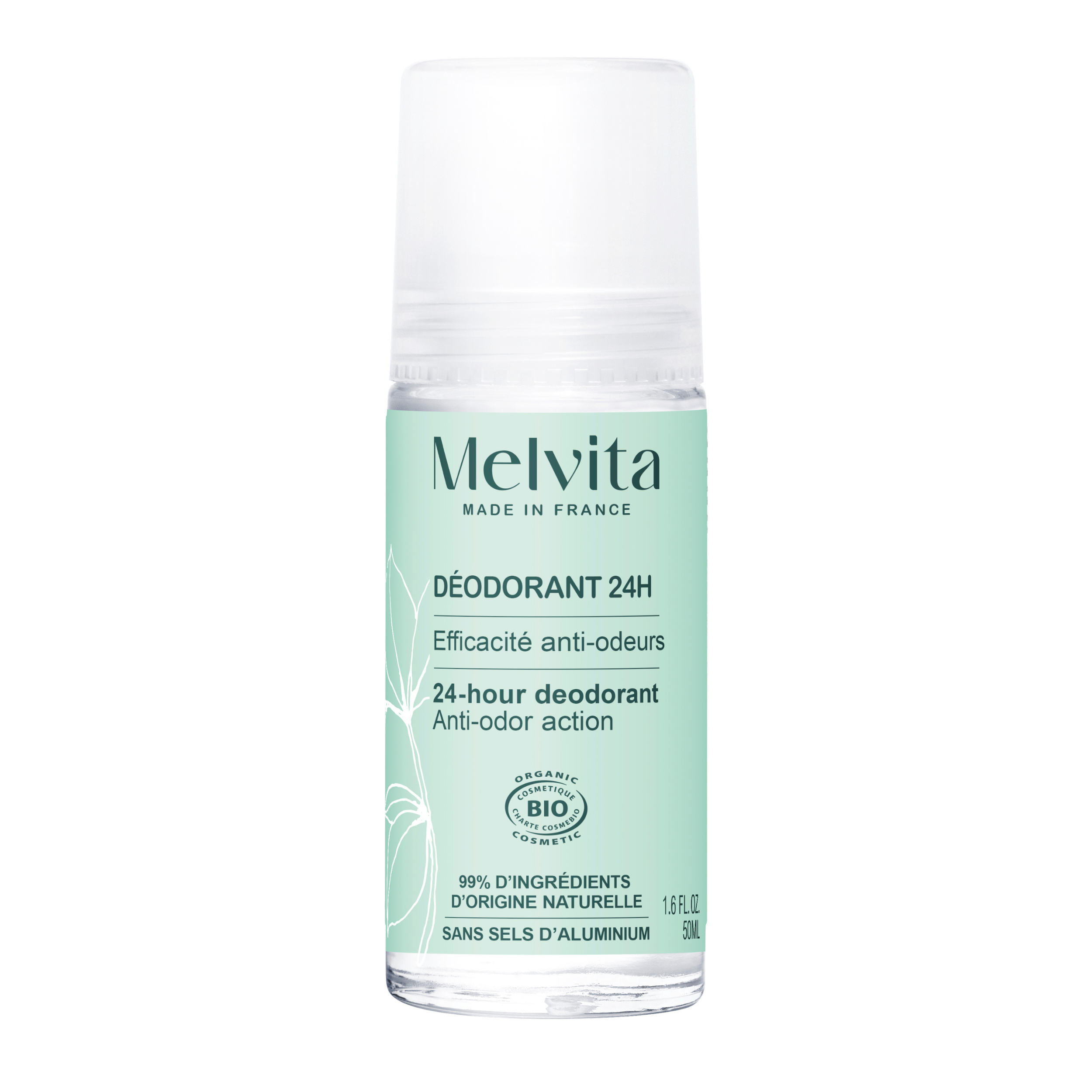 Melvita Déodorant 24H Efficacité anti odeurs Roll on 50ml Bio