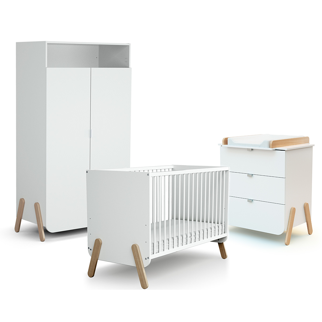 Webaby Chambre enfant lit + commode 3 tiroirs et armoire en bois PIRATE