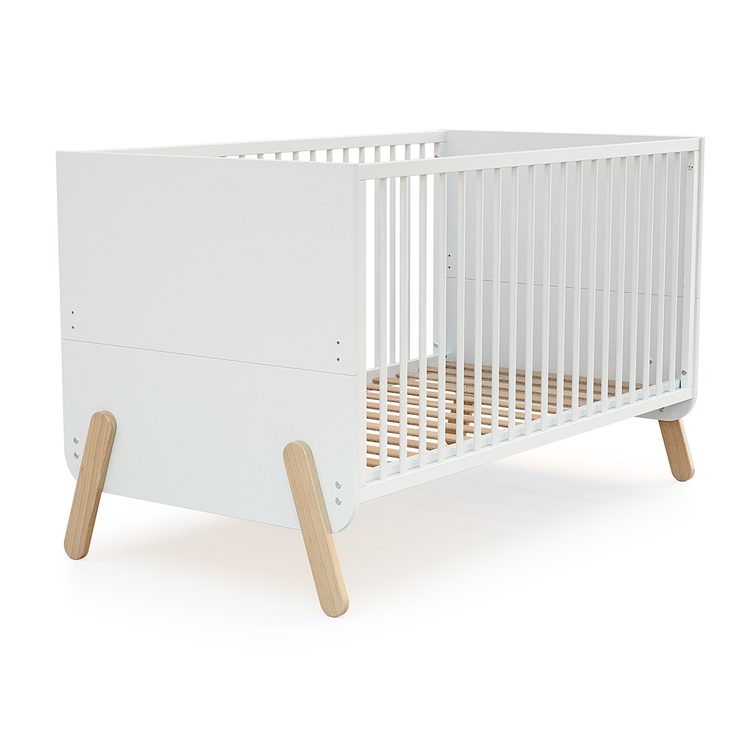 WEBABY Lit bébé évolutif en bois PIRATE et Hêtre Verni 70 x 140 cm