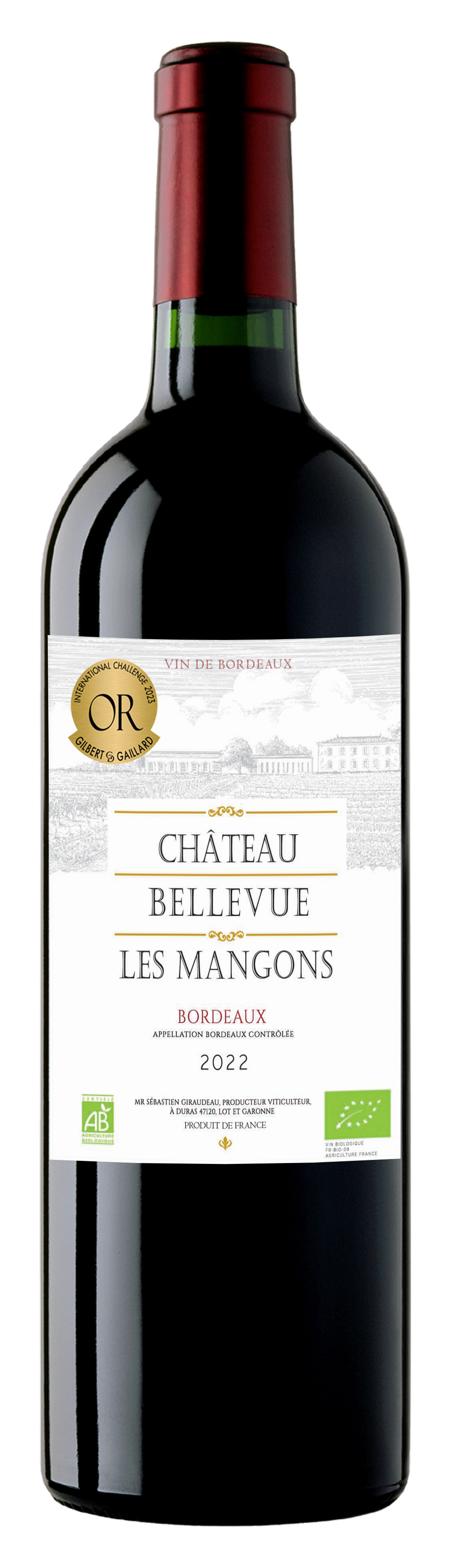 Château Bellevue les Mangons BIO, 2022 - Bordeaux AOP - Rouge - 75 cl