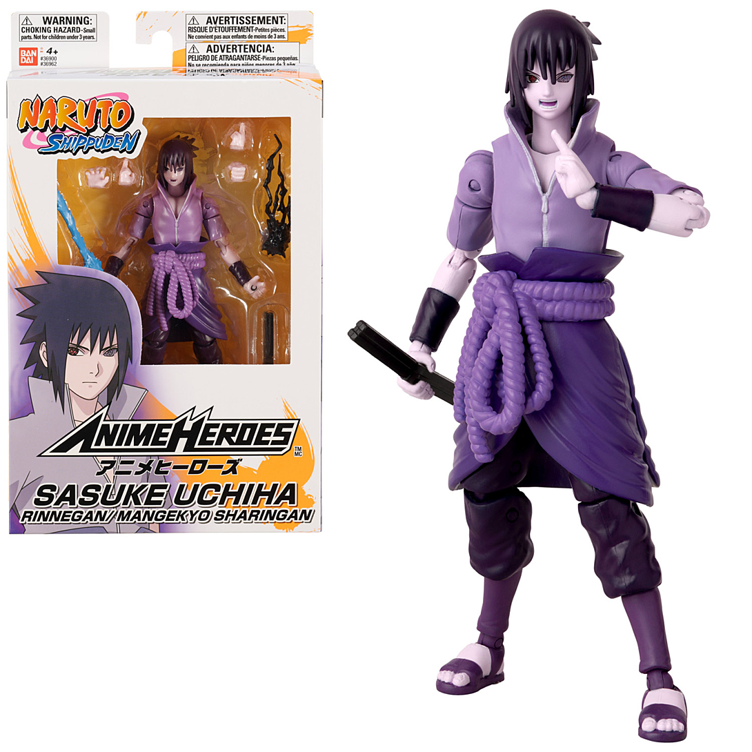 Bandai - Anime Heroes - Naruto Shippuden - Figurine Sasuke Anime Heroes 17 cm - Uchiwa Sasuke Rinnegan/Mangekyo Sharingan - 36962 Multicolore
