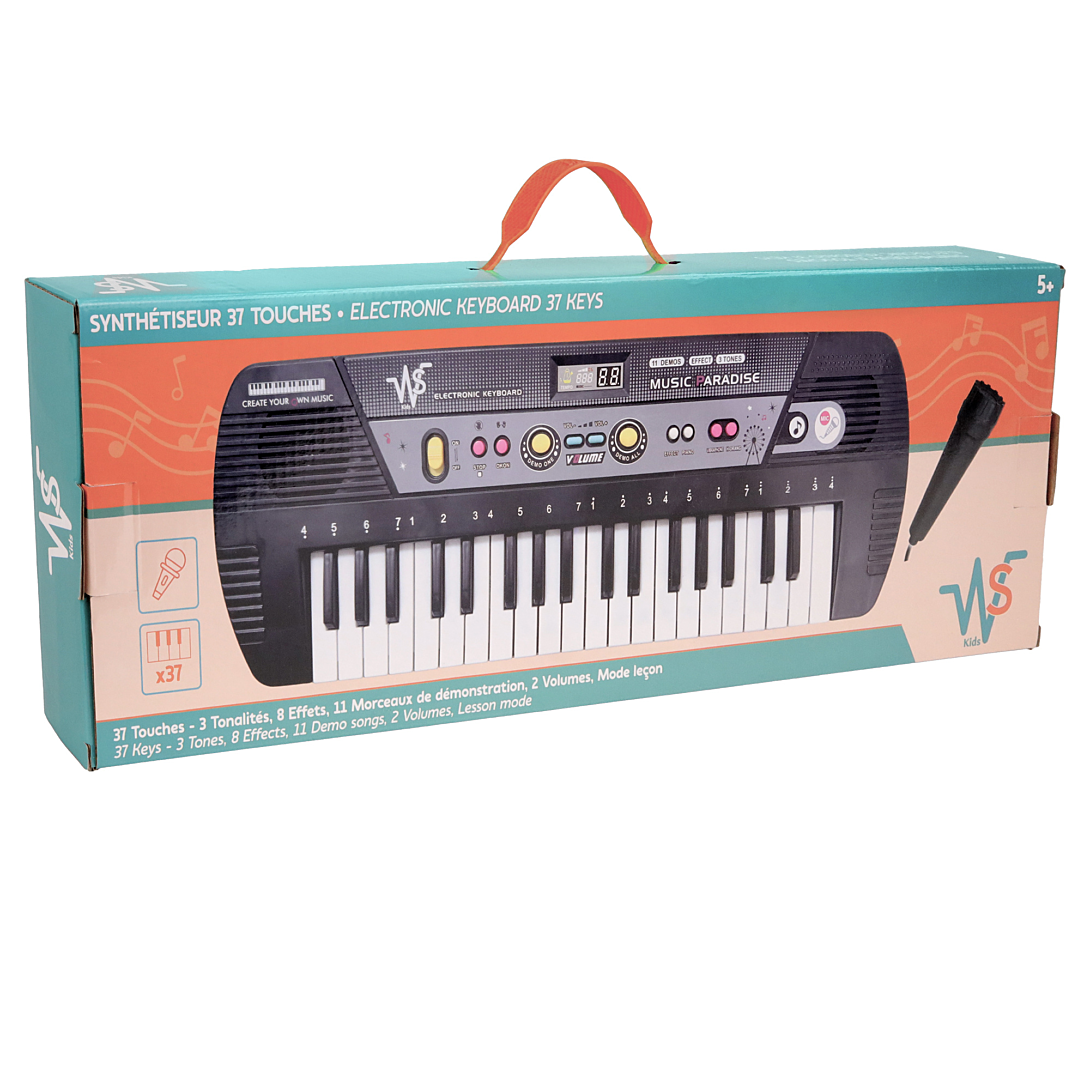 Lexibook Mon Premier Piano pour Enfants, Touches Lumineuses, Fonction Enregistrement, Ajustement Tempo et Volume, 29cm, Lecteur Audio MP3, 3+, Blanc