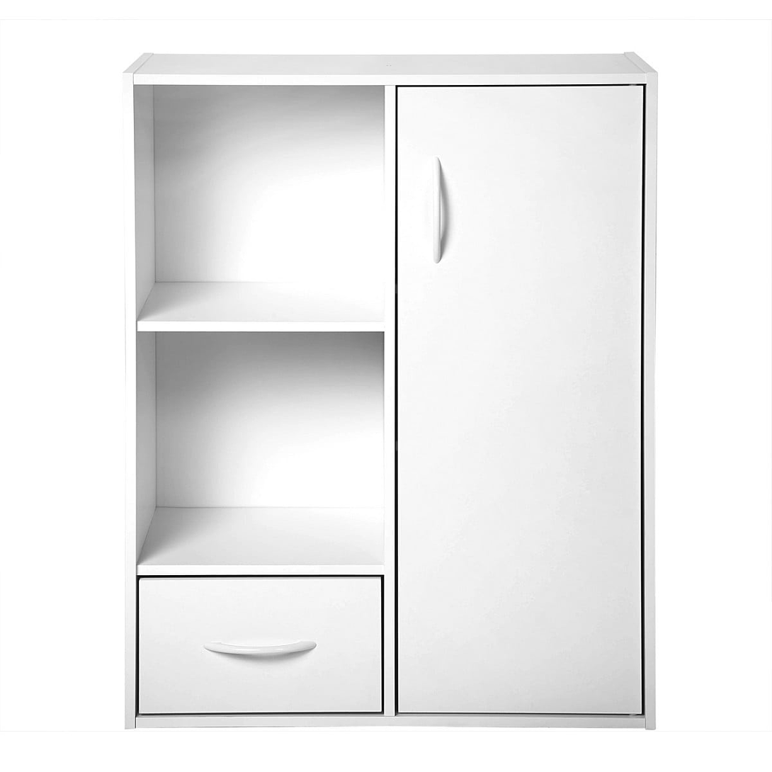 Etagère de rangement 2 casiers avec 1 tiroir et 1 placard L61 5 cm