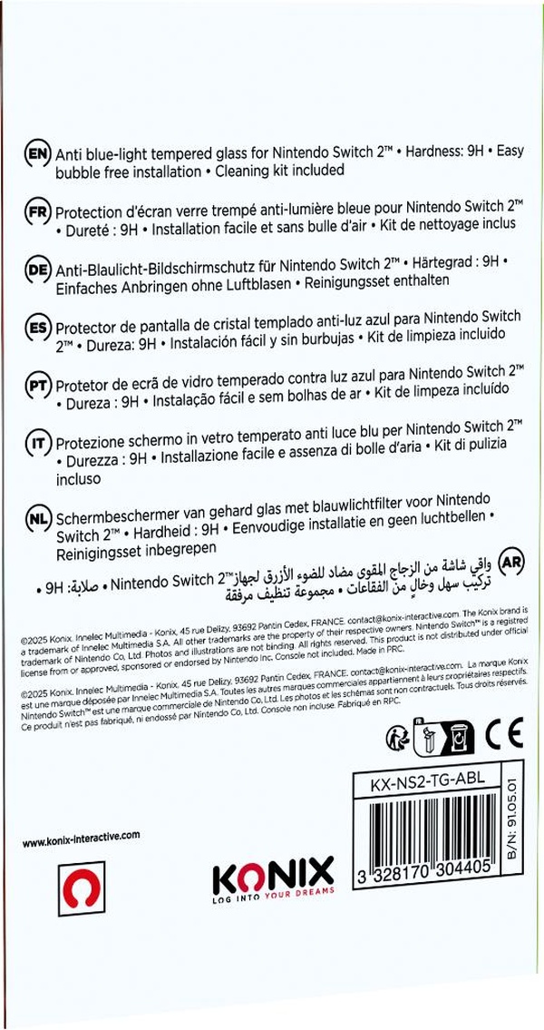 Konix Protection d'écran anti lumière 9H pour Switch 2 - vue 3