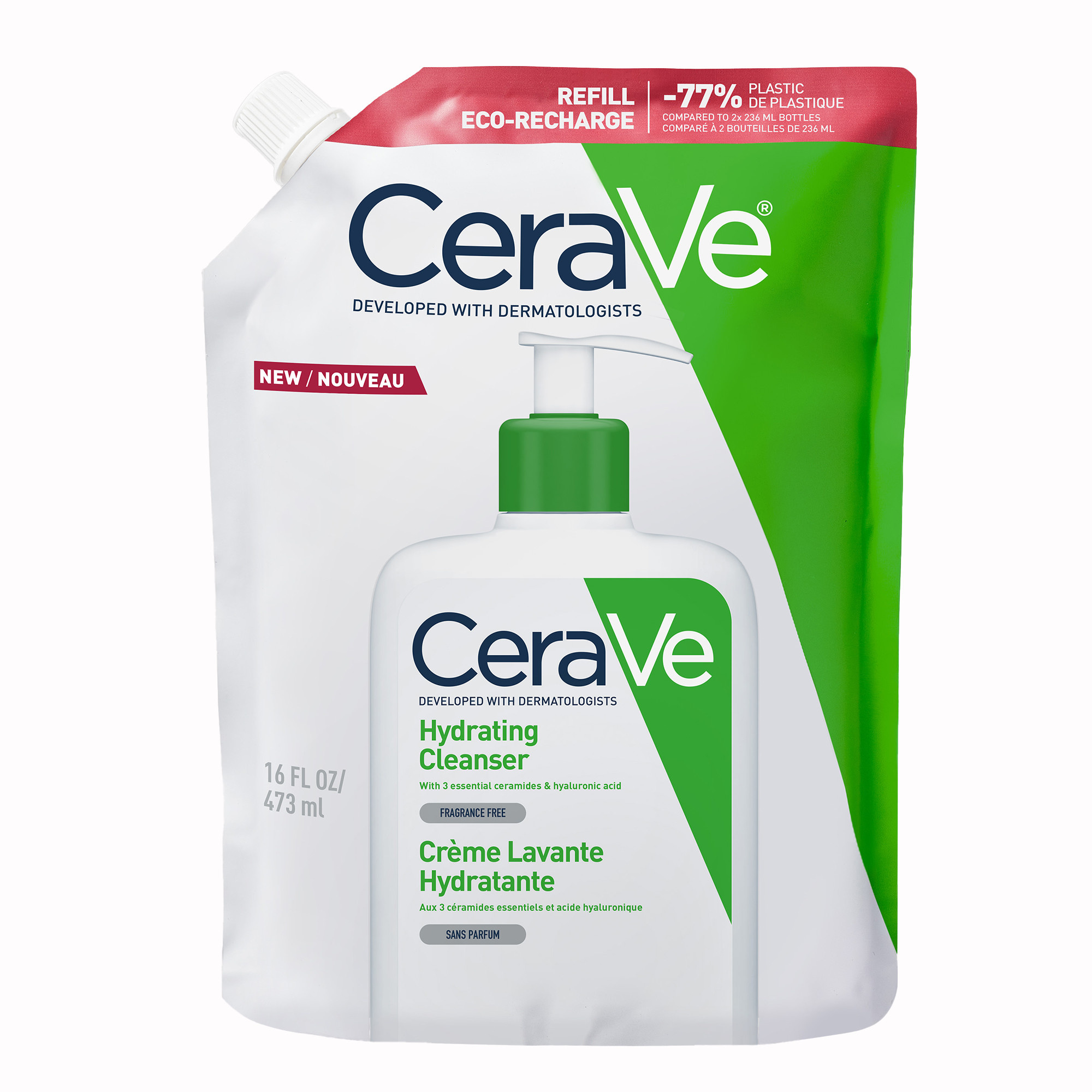 Recharge Crème Lavante Hydratante Sans Parfum Cerave Le Flacon De 473ml - vue 1