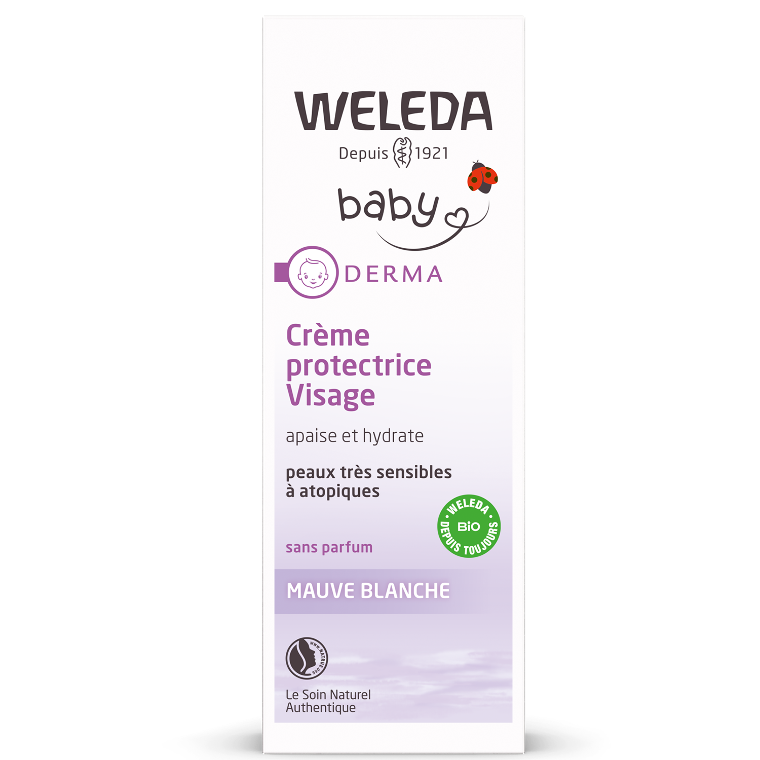 Crème protectrice visage mauve blanche 30ml