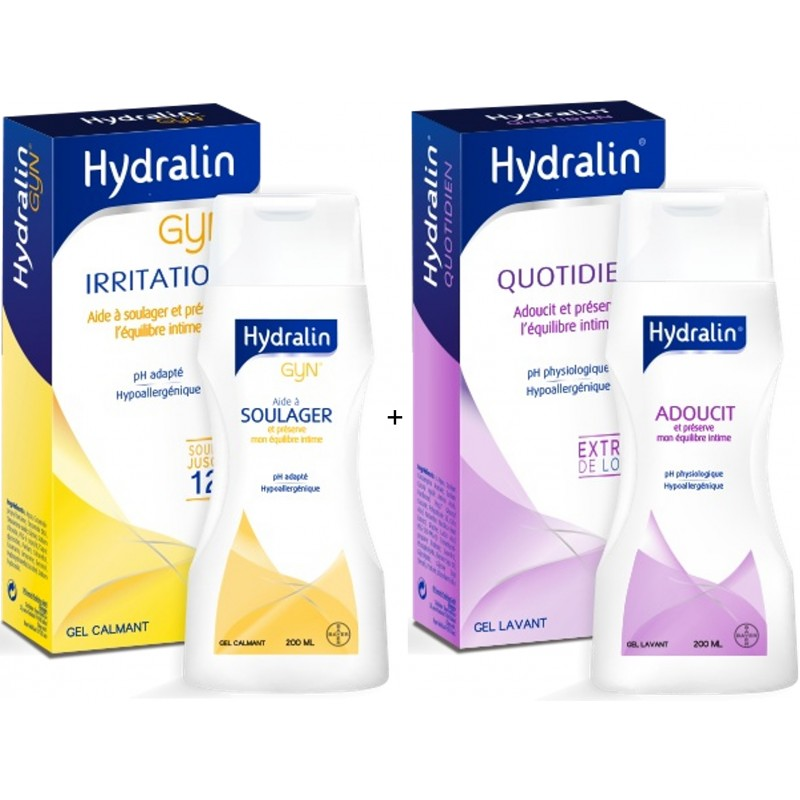 Hydralin Quotidien et Gyn Soins intimes Lot de 2x200 ml