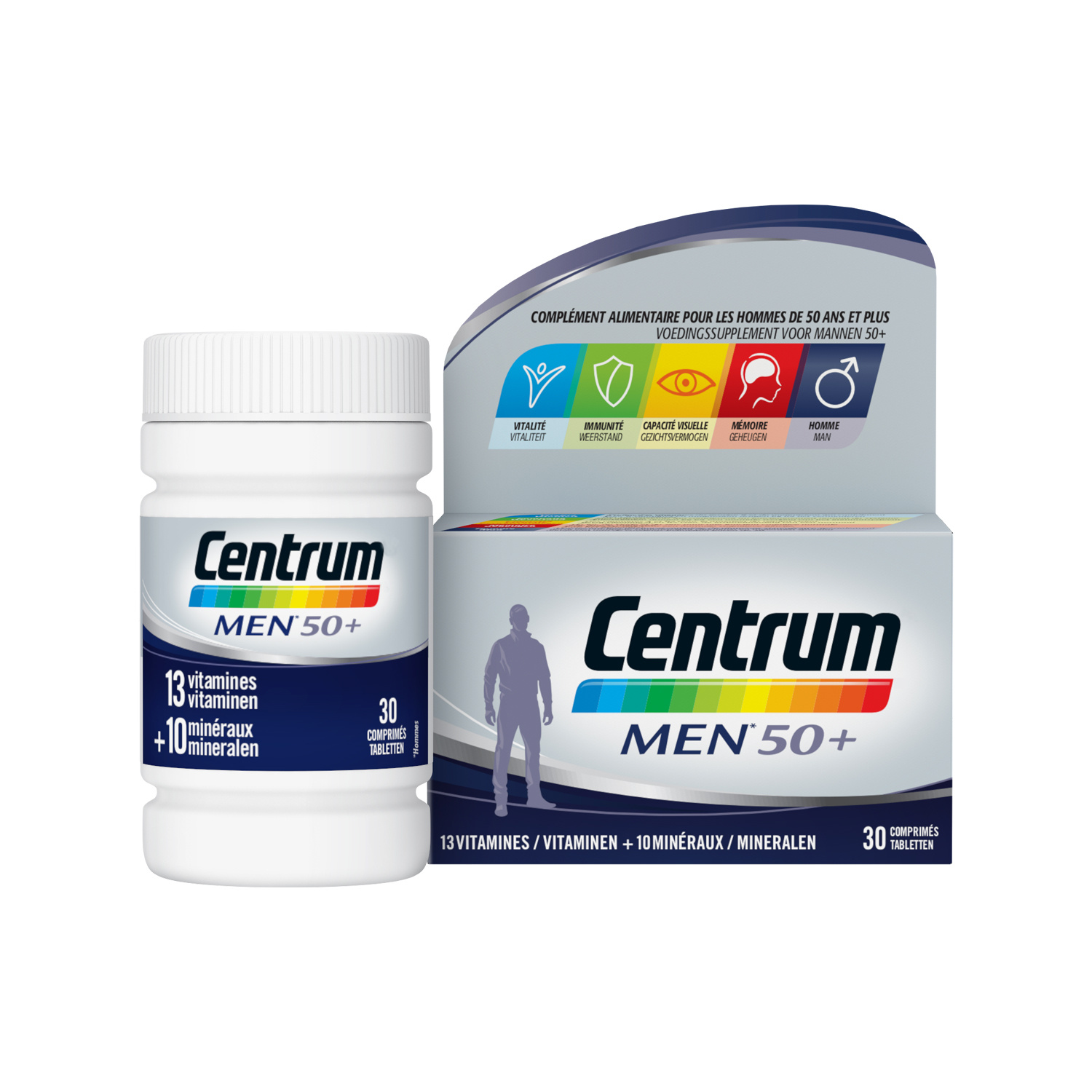 CENTRUM – Multivitamines Homme 50+ Vitalité Immunité Vision Mémoire Muscles 13 Vitamines & 11 Minéraux 30 Comprimés - vue 2