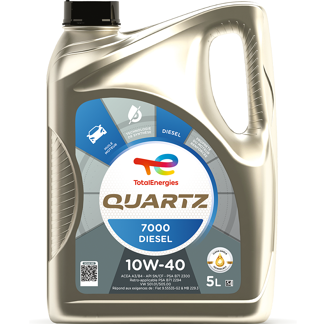 Huile Moteur TotalEnergies Quartz 7000 Diesel 213663total – 5L, 10W-40 Semi-Synthétique - vue 2