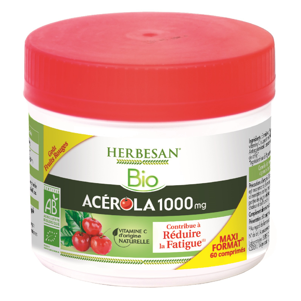 Herbesan Acérola 1000mg - Pot Maxi Format 60 Comprimés Bio