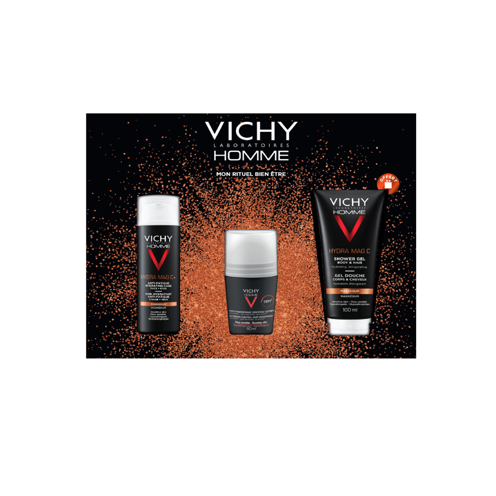 Coffret Noël Vichy Homme Hydramag + Déo + Gel Douche