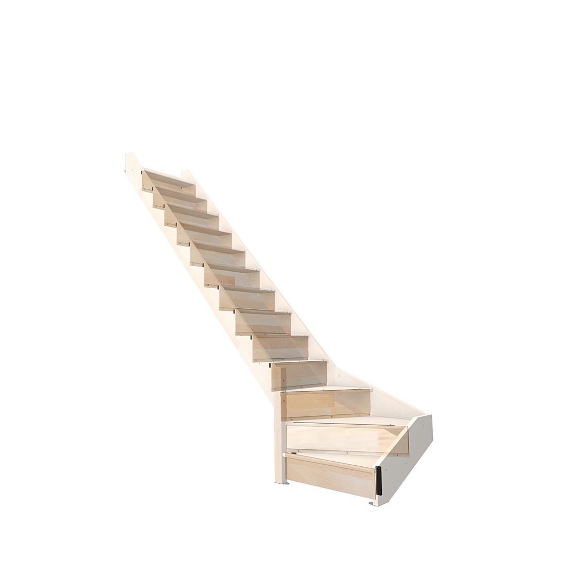 Pack 13 contremarche escalier 14 tournant gauche Nostra en hetre