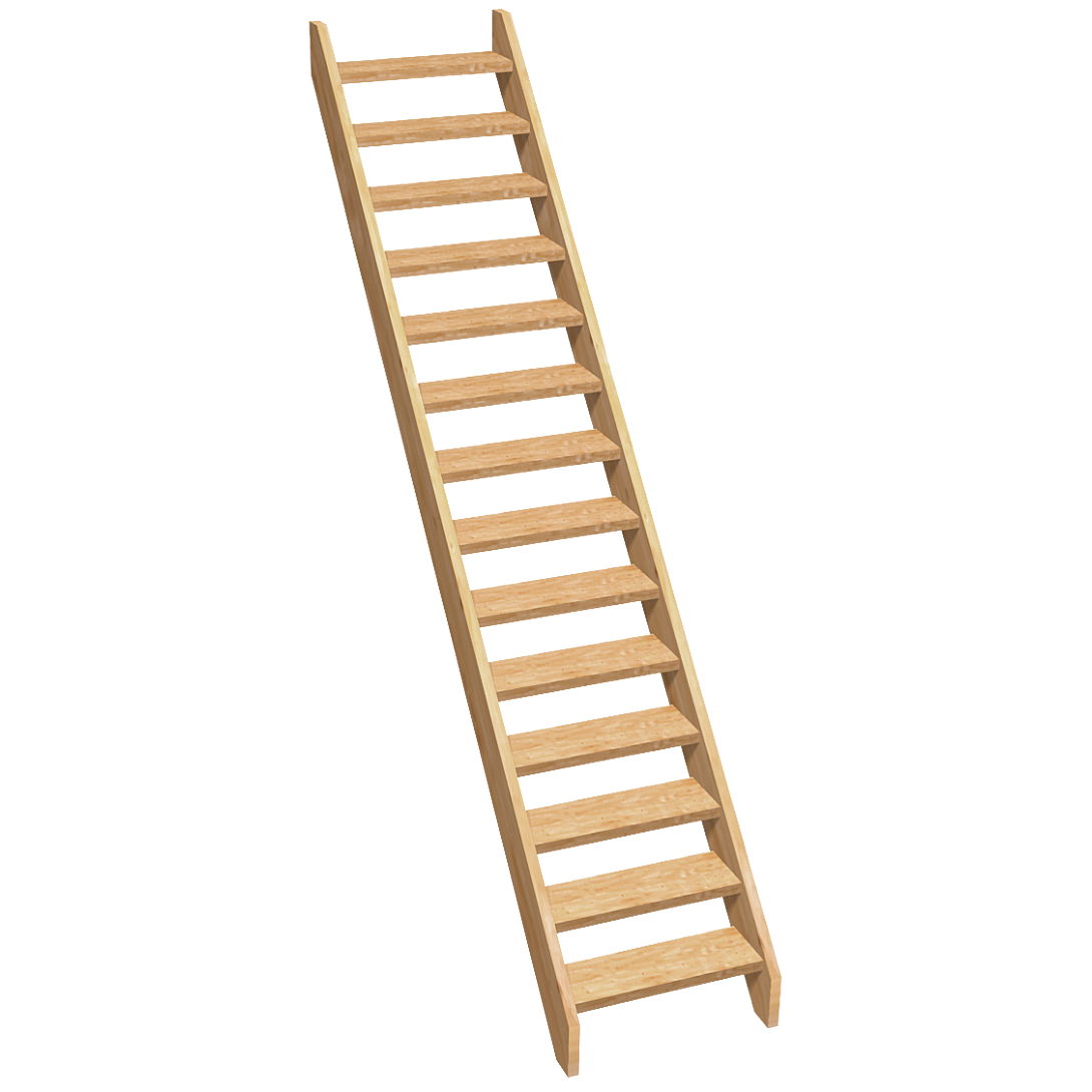 Escalier droit Normandie en sapin 14 marches H. max 3115 mm BURGER