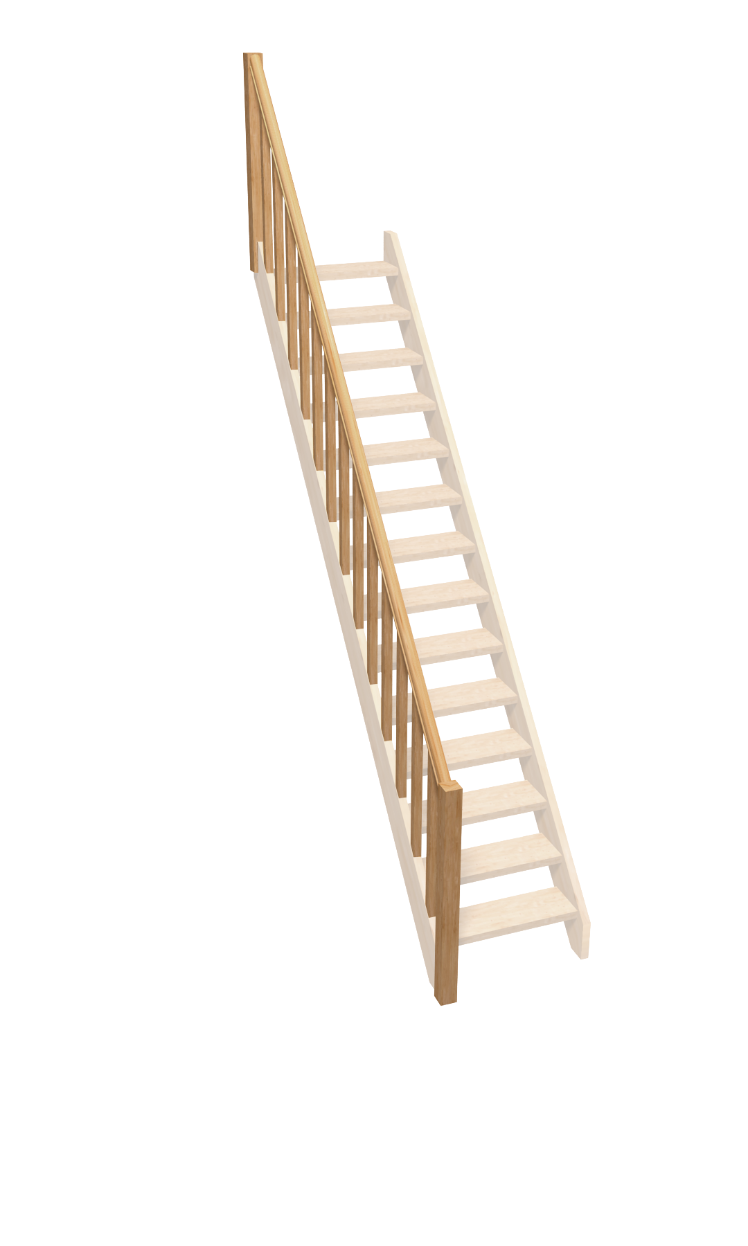 Rampe balustre rectangle sapin escalier droit Kordo BURGER