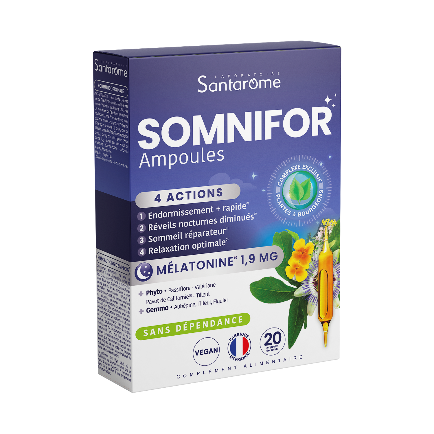 Complément Alimentaire Melatoninen À La Santarome Bio La Boite De 30 Comprimés - vue 3