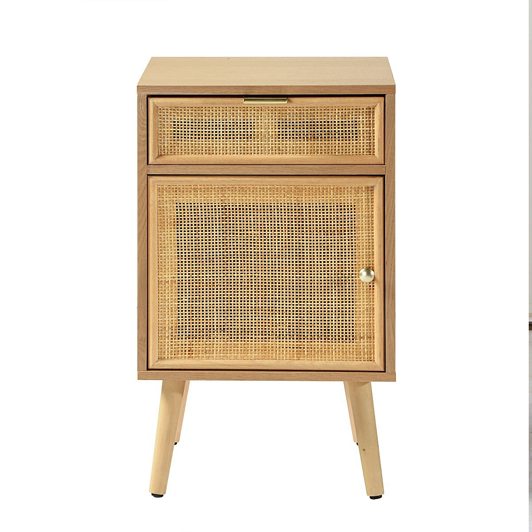 Calicosy Table de chevet avec cannage en rotin naturel - MIYA