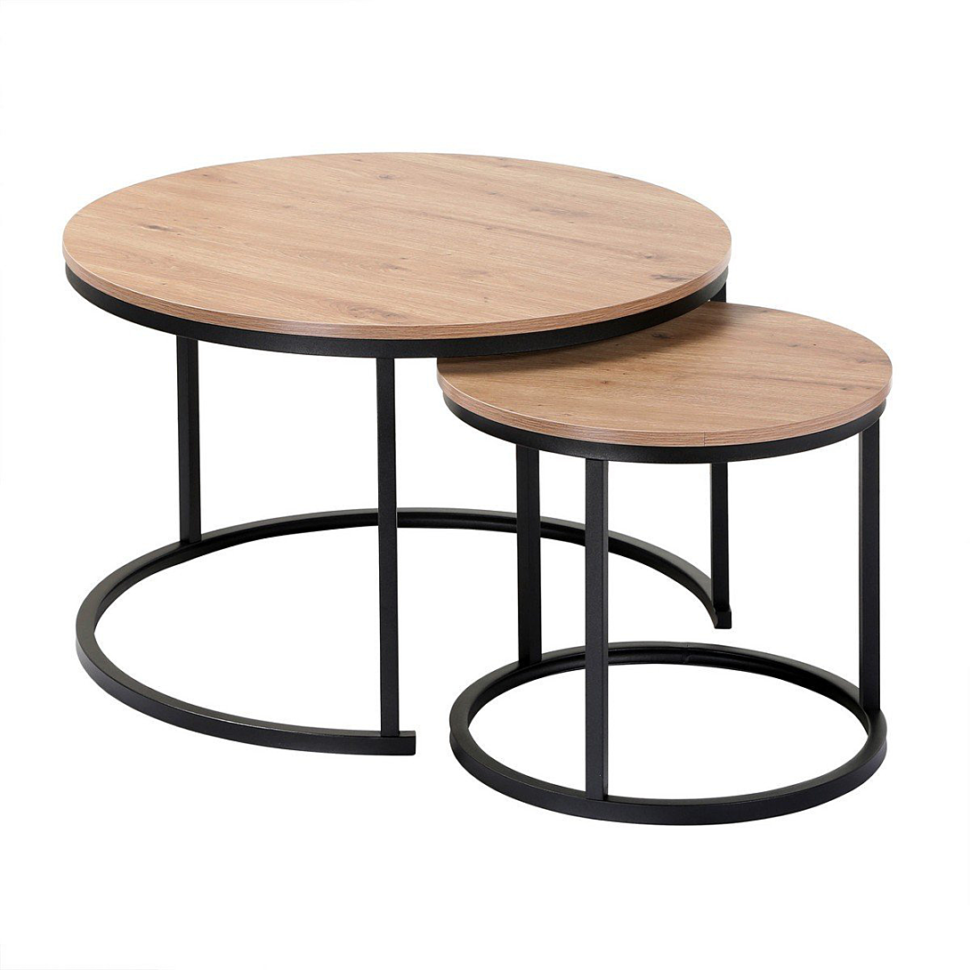 Calicosy Lot de 2 Tables Basses Gigognes Rondes L70 cm - LENNY
