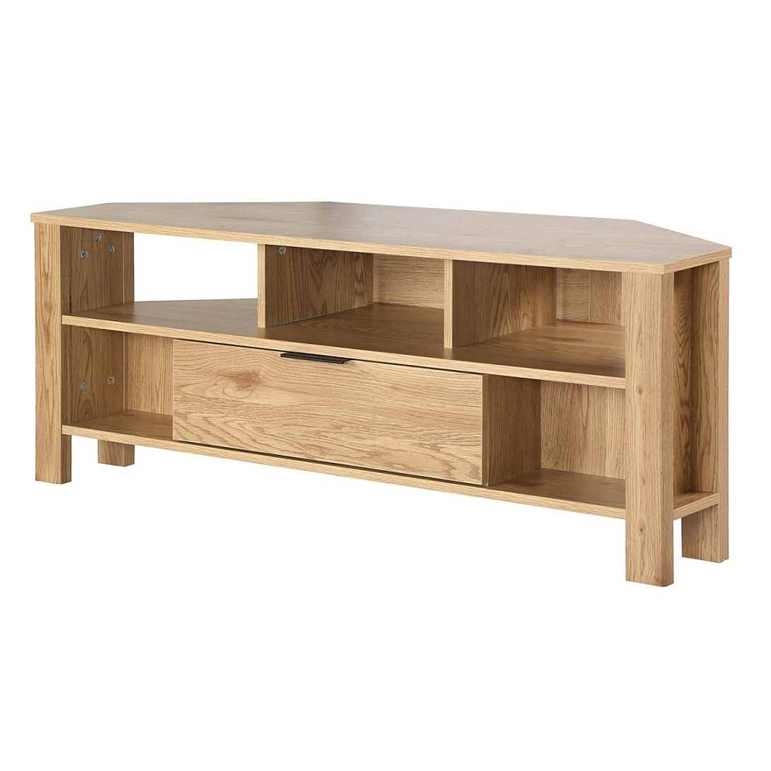 Calicosy Meuble TV d'Angle 1 Tiroir Décor Chêne - L120 cm