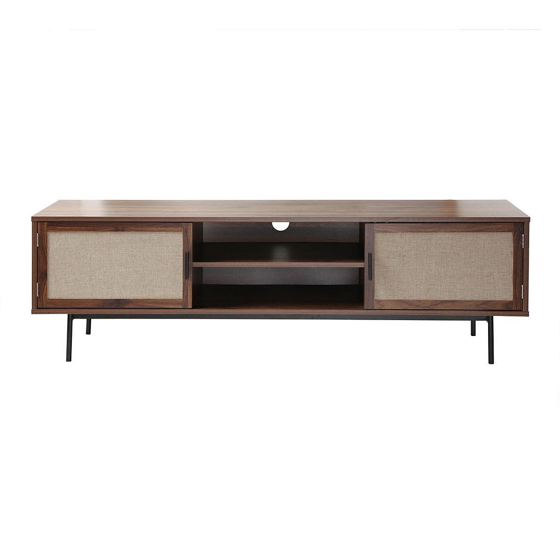 Calicosy Meuble TV décor noyer avec façades en tissu L140 cm JETSON