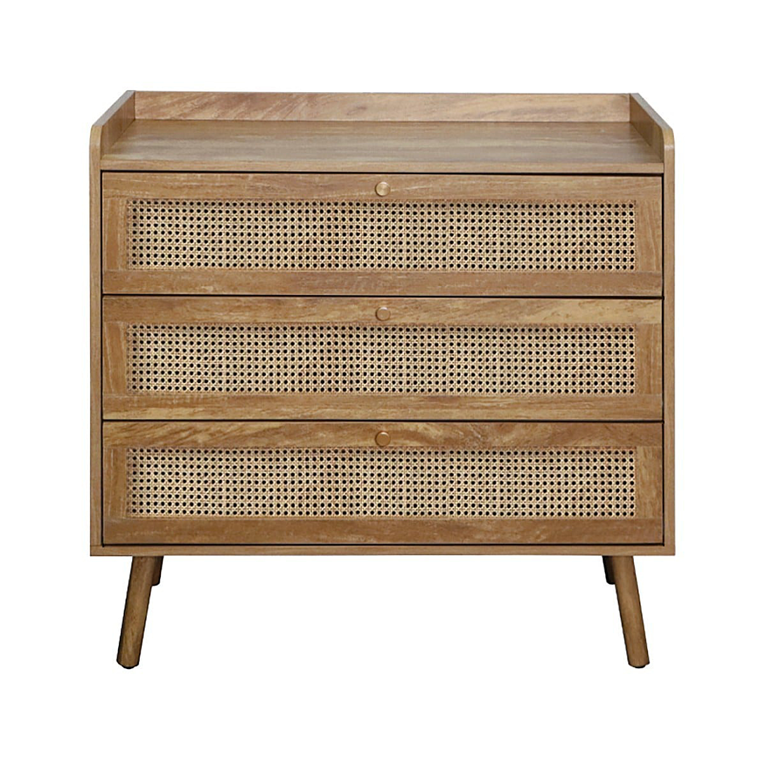Calicosy Commode 3 tiroirs avec façades en rotin naturel L80 cm - PALMO
