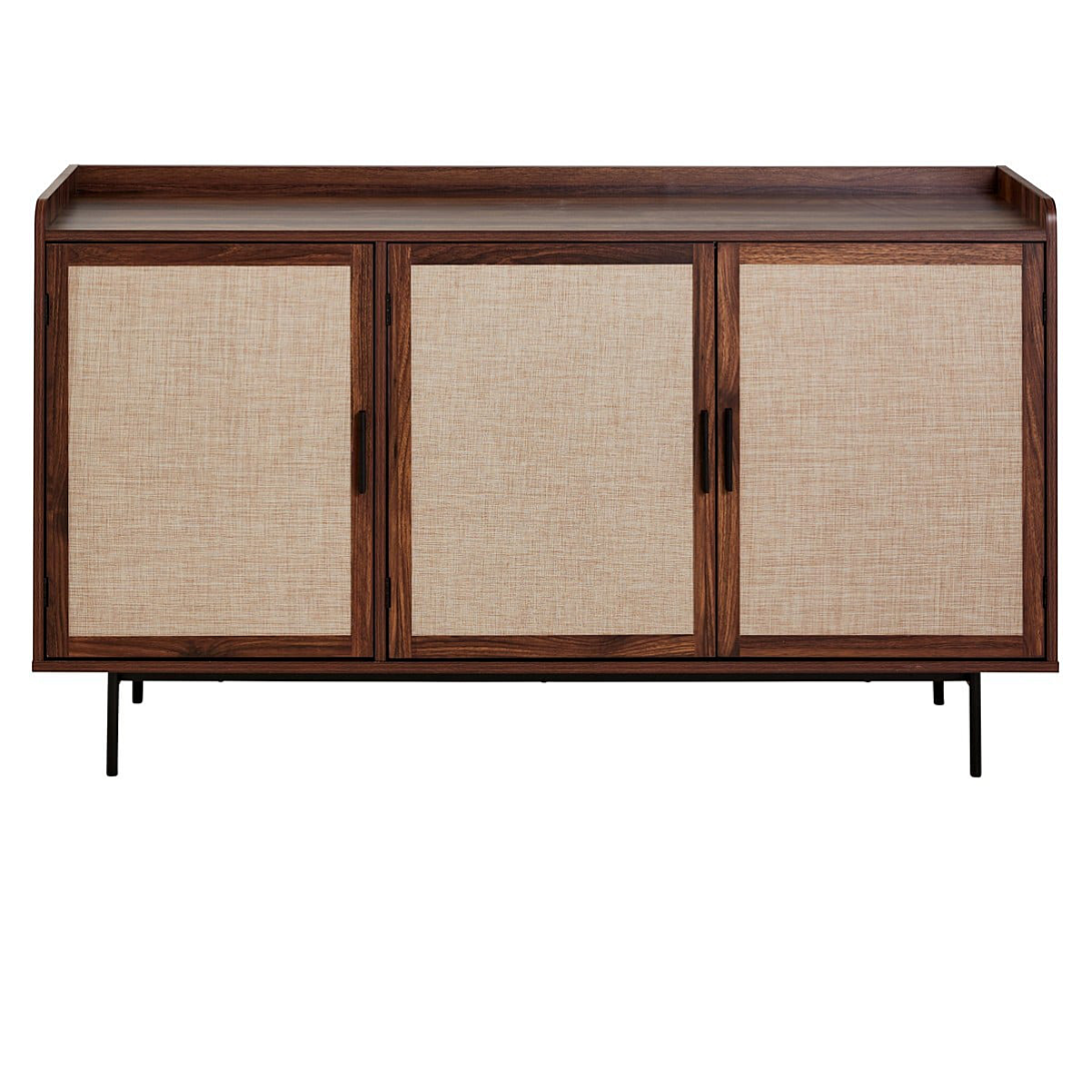 Calicosy Buffet 3 portes décor noyer avec façades en tissu L140 cm - JETSON