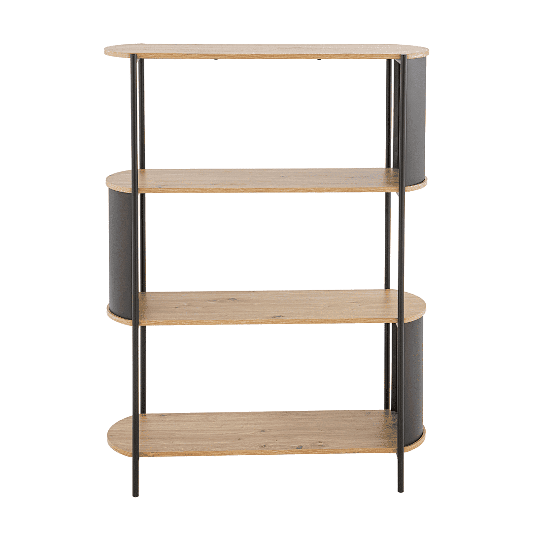 Calicosy Etagère 4 niveaux décor bois avec flancs en métal noir H134 cm - EKLO