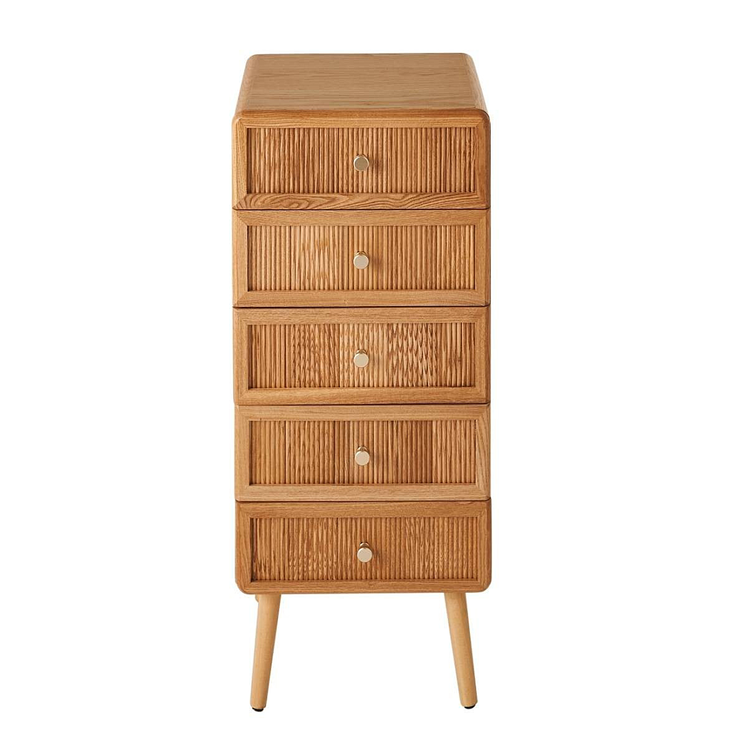 Calicosy Chiffonnier 5 tiroirs avec façades lamellées H100 cm - AVA