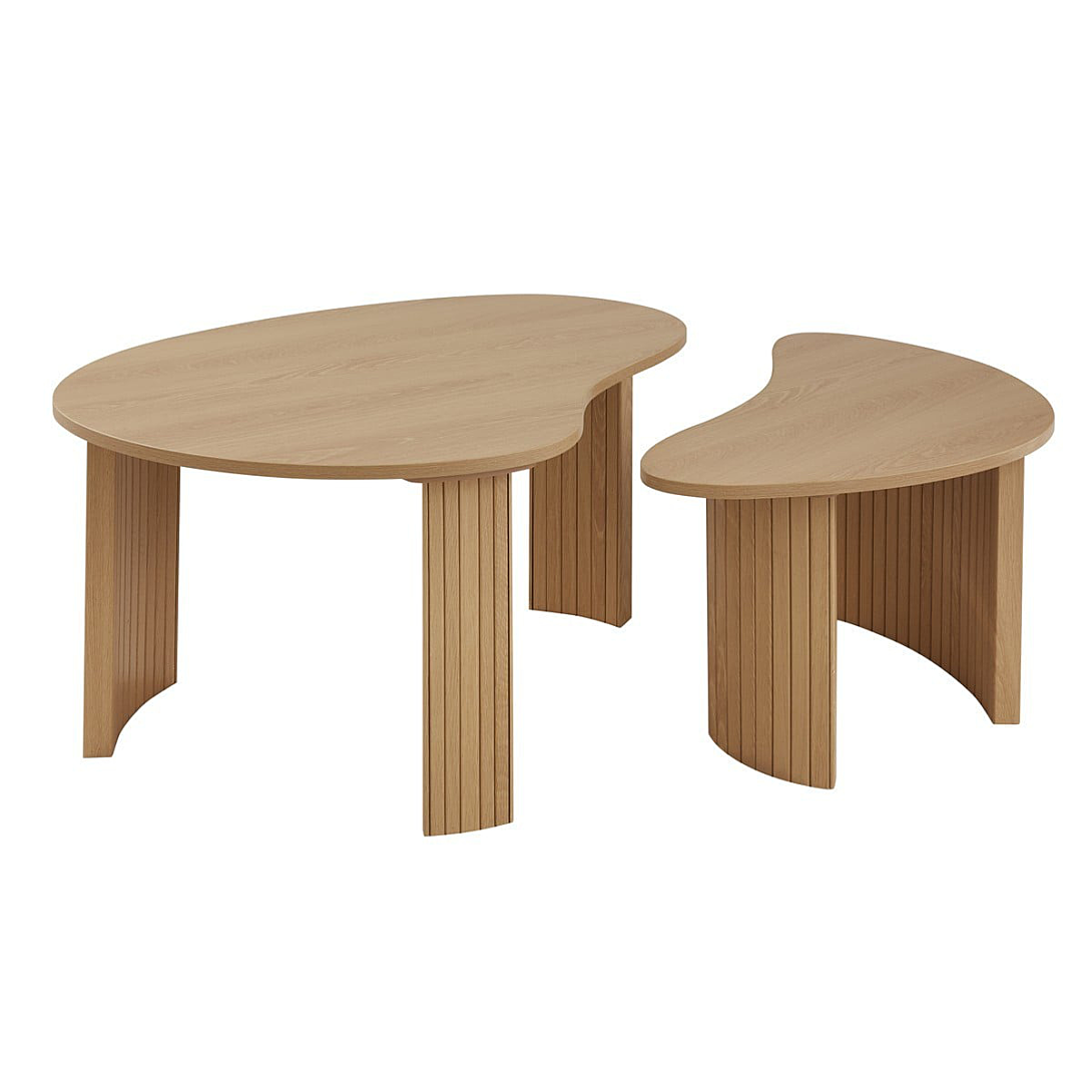 Lot de 2 tables basses forme organique décor bois THÉA